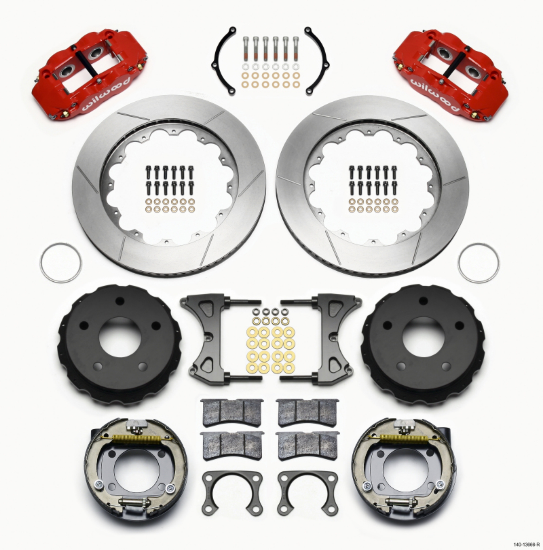 Picture of Wilwood Narrow Superlite 4R Rear P-Brk Kit 14-00in Red Big Ford New 2-38in Off Bronco 5 x 5-50