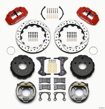 Picture of Wilwood Narrow Superlite 4R Rear P-Brk Kit 12-88in Drilled Red Big Ford 2-38in Off Bronco 5 x 5-50