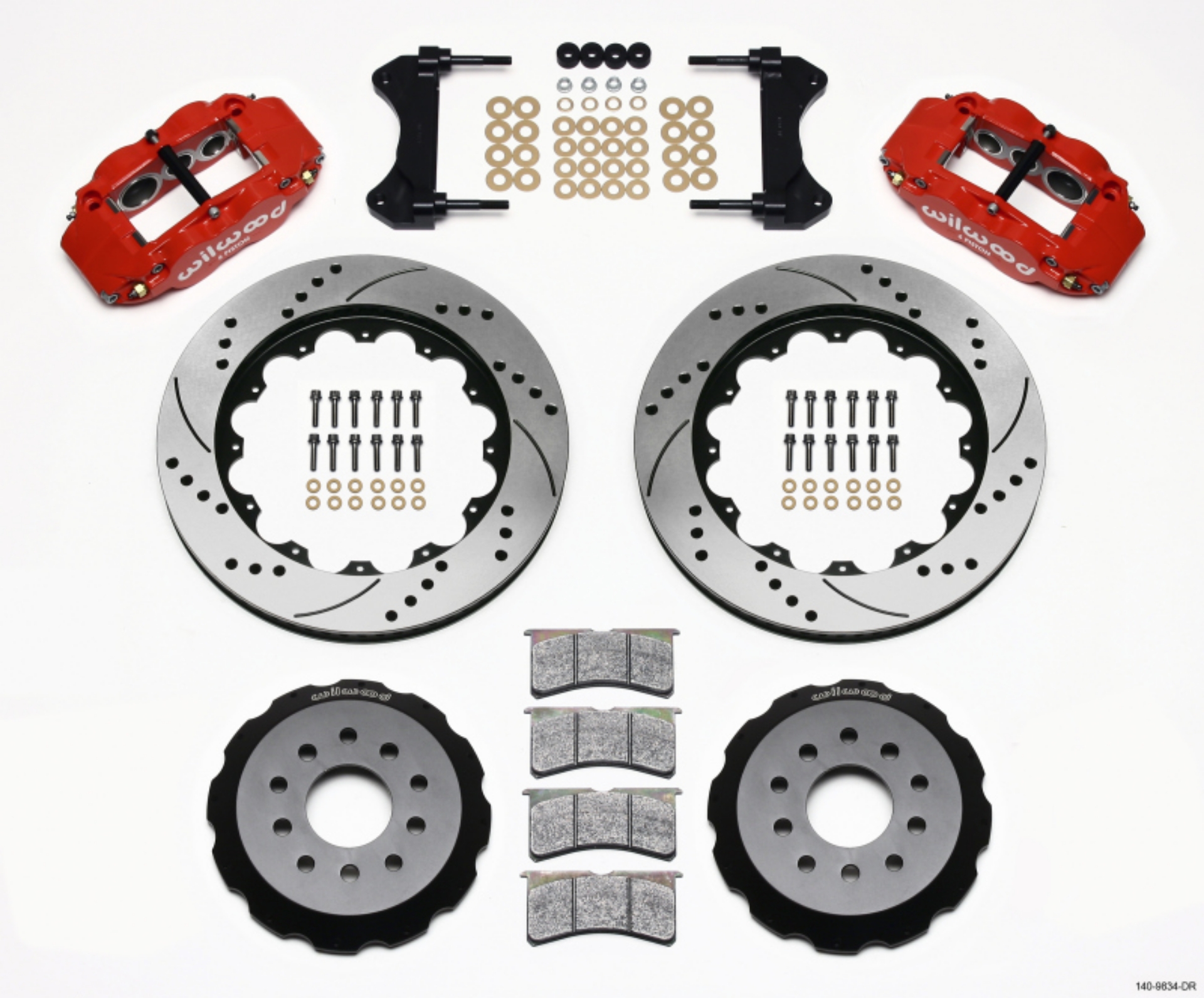 Picture of Wilwood Narrow Superlite 6R Front Hat Kit 14-00in Drilled Red 98-02 Camaro-Firebird
