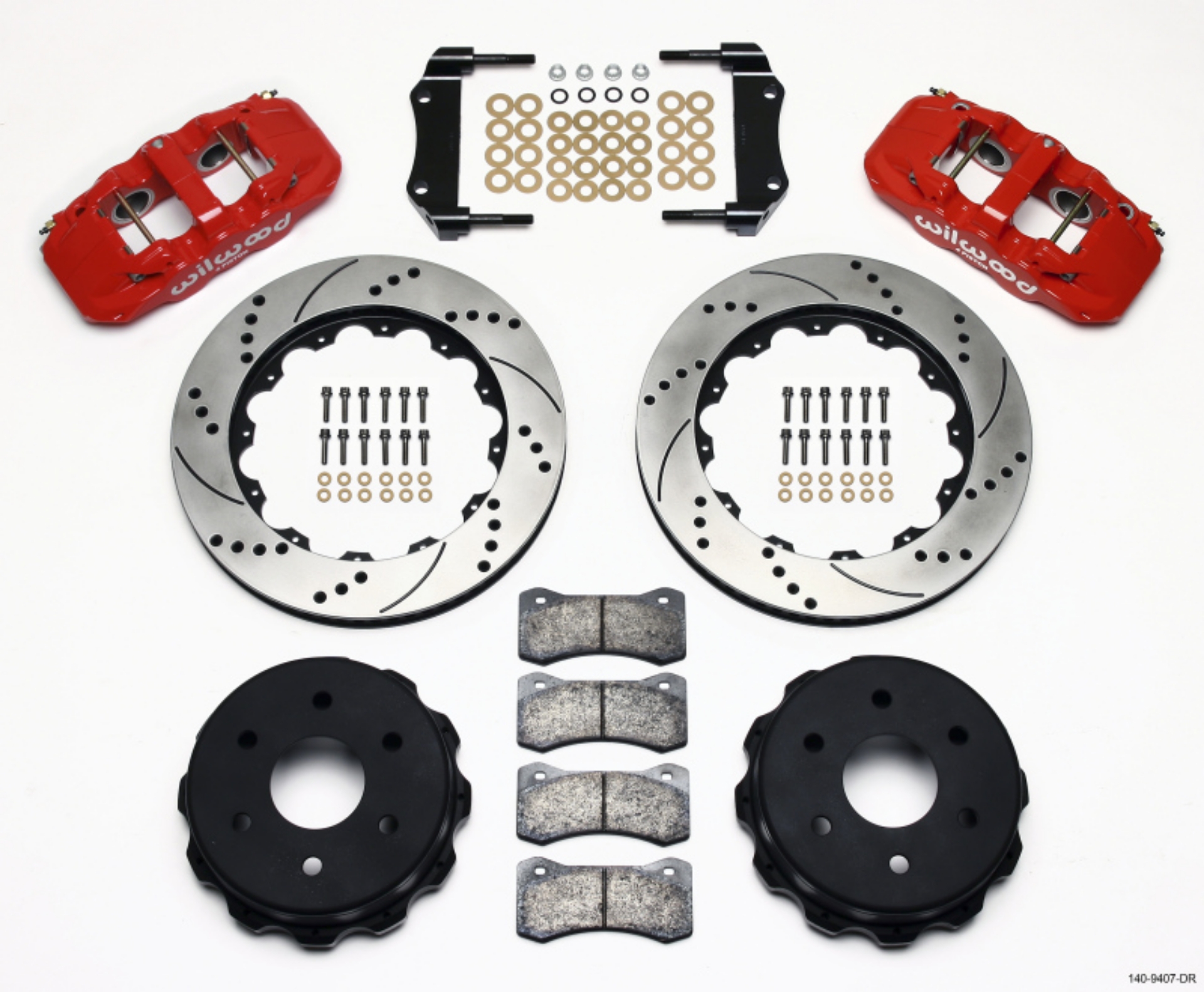 Picture of Wilwood AERO4 RearTruck Kit 14-25in Drill Red 1999-2010 GM 1500-SUV 1 Piston OE Caliper