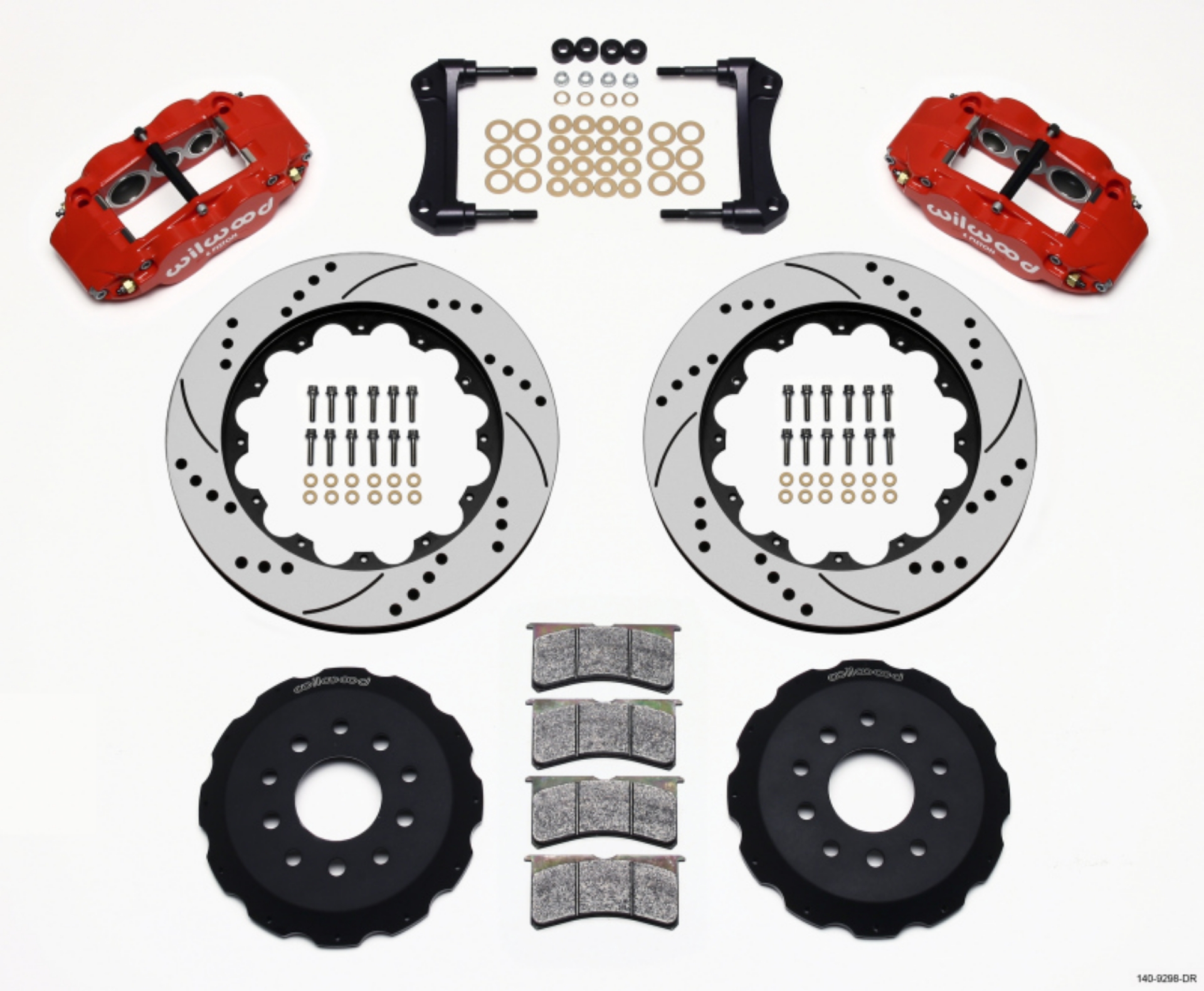 Picture of Wilwood Narrow Superlite 6R Front Hat Kit 14-00in Drilled Red 88-93 Corvette C4