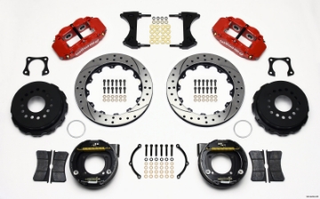 Picture of Wilwood Narrow Superlite 4R Rear P-Brk Kit 12-88in Drilled Red 58-64 Olds-Pontiac Ends 2-81in Offset