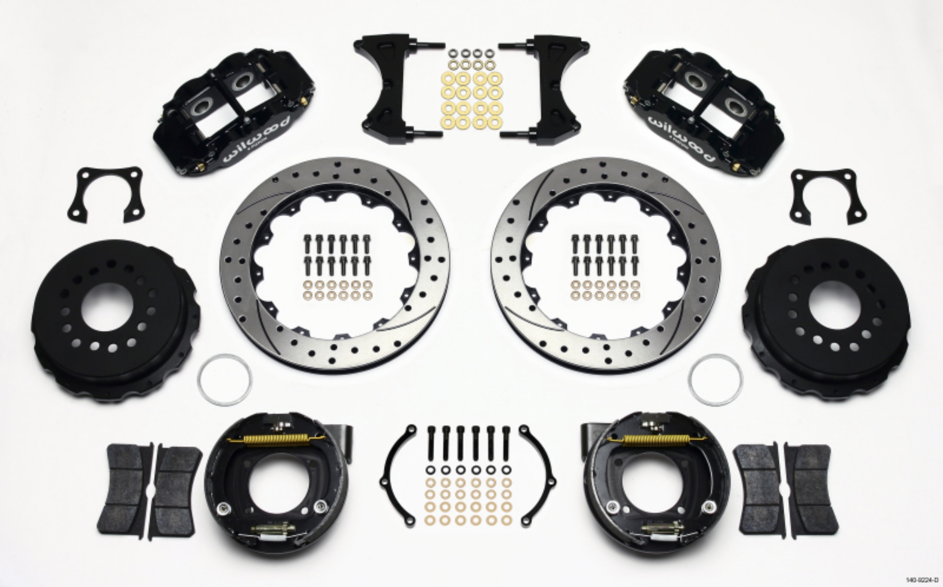 Picture of Wilwood Narrow Superlite 4R Rear P-Brk Kit 12-88in Drilled 58-64 Olds-Pontiac Ends 2-81in Offset