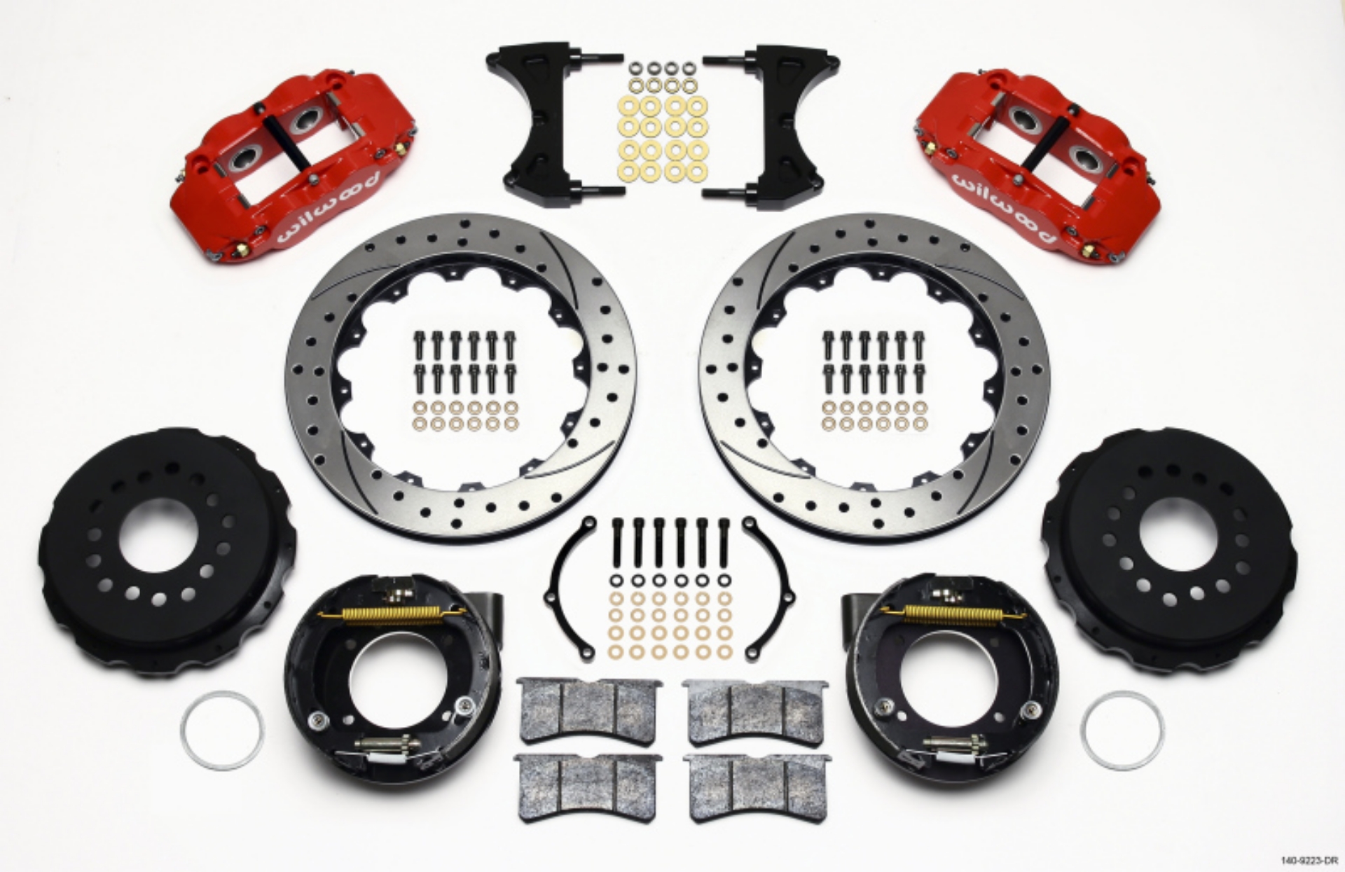 Picture of Wilwood Narrow Superlite 4R Rear P-Brk Kit 12-88in Drilled Red Ford 8-8 w-2-5in Offset-5 Lug