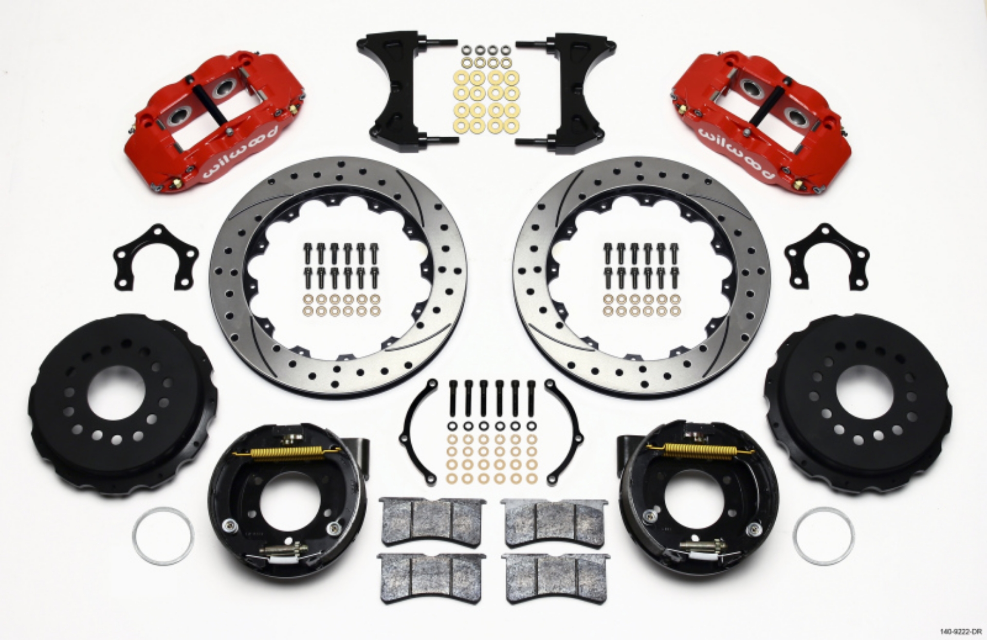 Picture of Wilwood Narrow Superlite 4R Rear P-Brk Kit 12-88in Drilled Red Mopar-Dana 2-36in Off w-Snap Ring