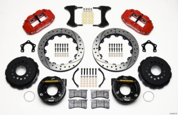 Picture of Wilwood Narrow Superlite 4R Rear P-Brk Kit 12-88in Drilled Red Mopar-Dana 2-36in Off w-Snap Ring