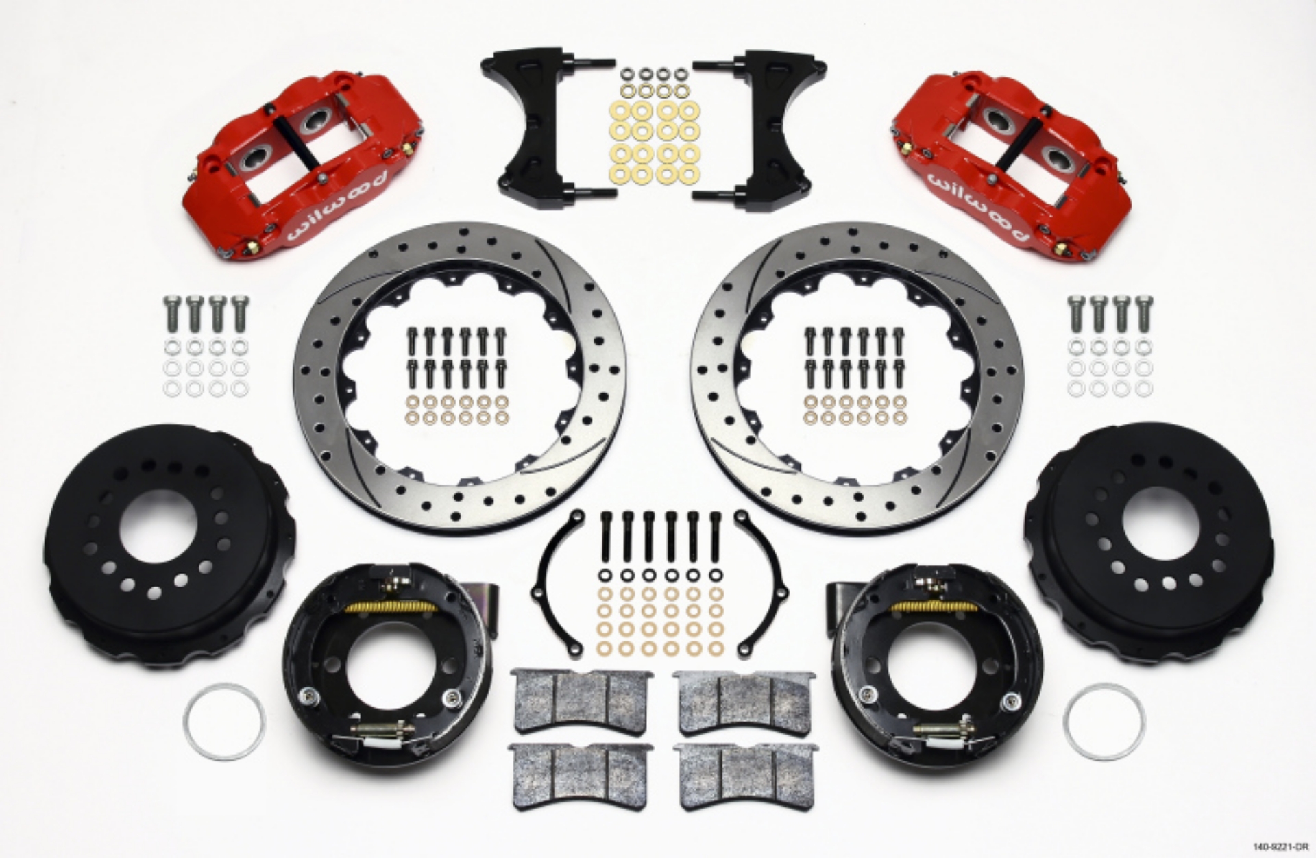 Picture of Wilwood Narrow Superlite 4R Rear P-Brk Kit 12-88in Drill Red 2005-2014 Mustang