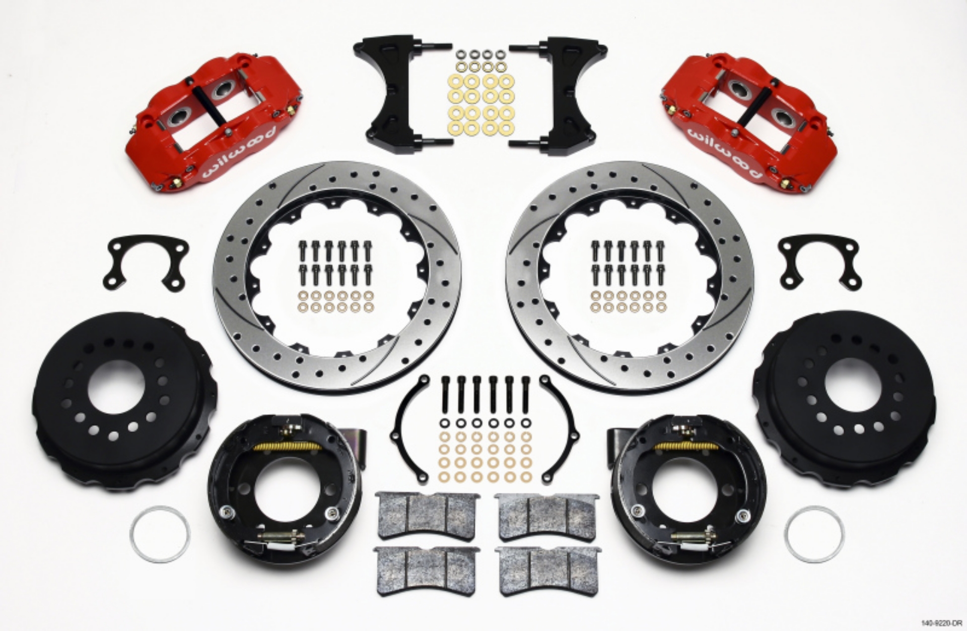 Picture of Wilwood Narrow Superlite 4R Rear P-Brk Kit 12-88in Drilled Red Small Ford 2-50in Offset