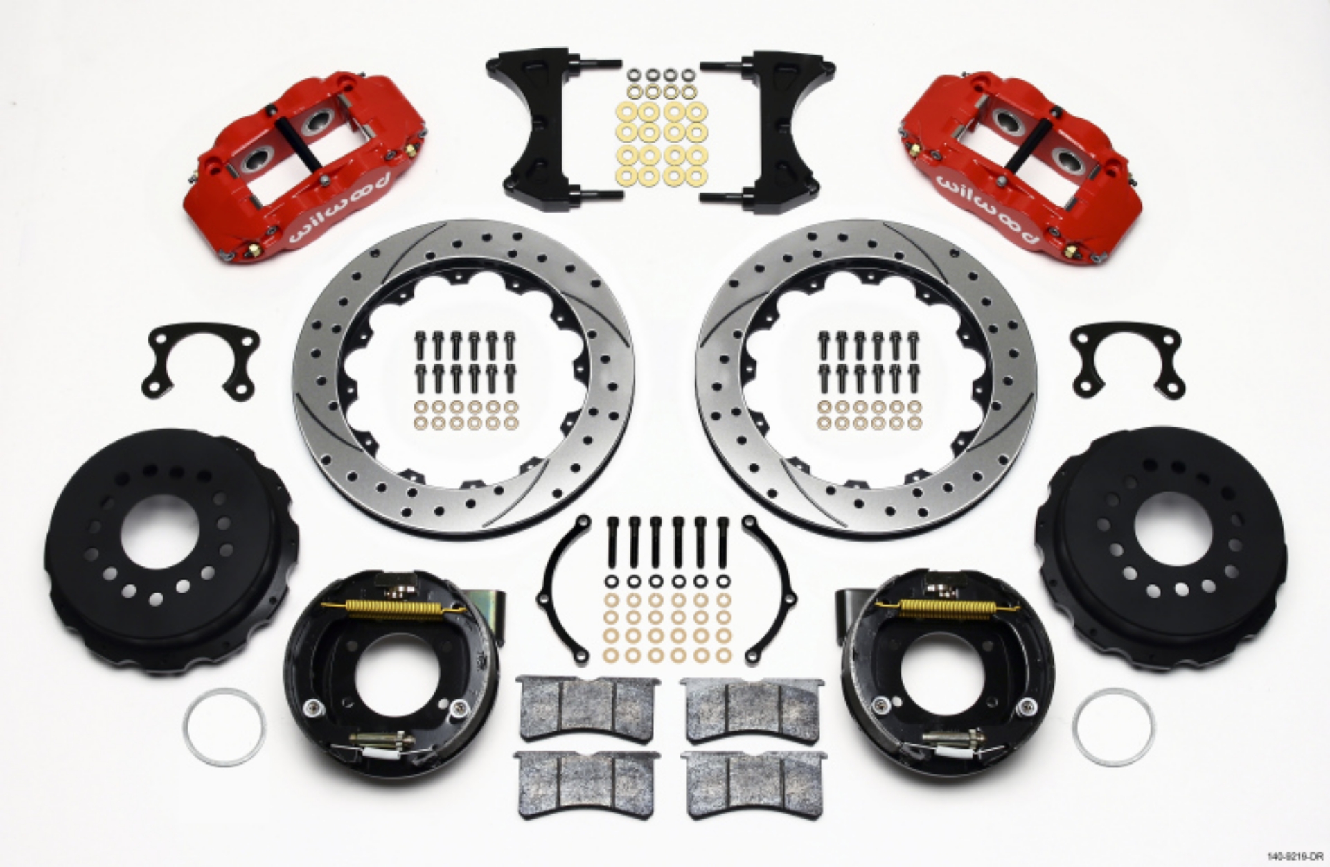 Picture of Wilwood Narrow Superlite 4R Rear P-Brk Kit 12-88in Drill Red Big Ford New Style 2-50in Offset