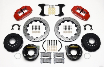 Picture of Wilwood Narrow Superlite 4R Rear P-Brk Kit 12-88in Drilled Red Small Ford 2-66in Offset