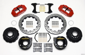 Picture of Wilwood Narrow Superlite 4R Rear P-Brk Kit 12-88in Drilled Red Chevy 12 Bolt w- C-Clips