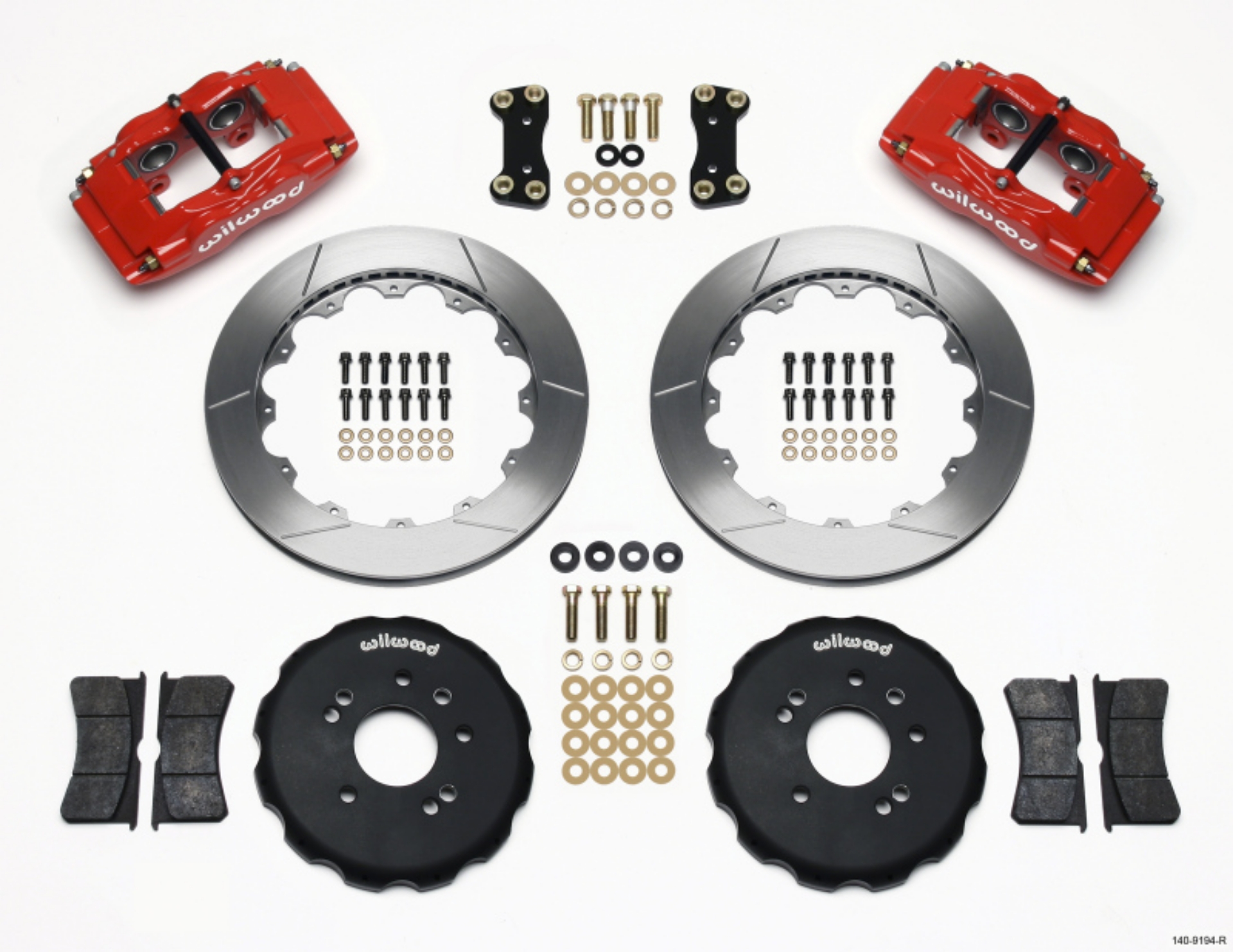 Picture of Wilwood FSLI4 Front Hat Kit 13-00in Drilled Red Nissan 240SX