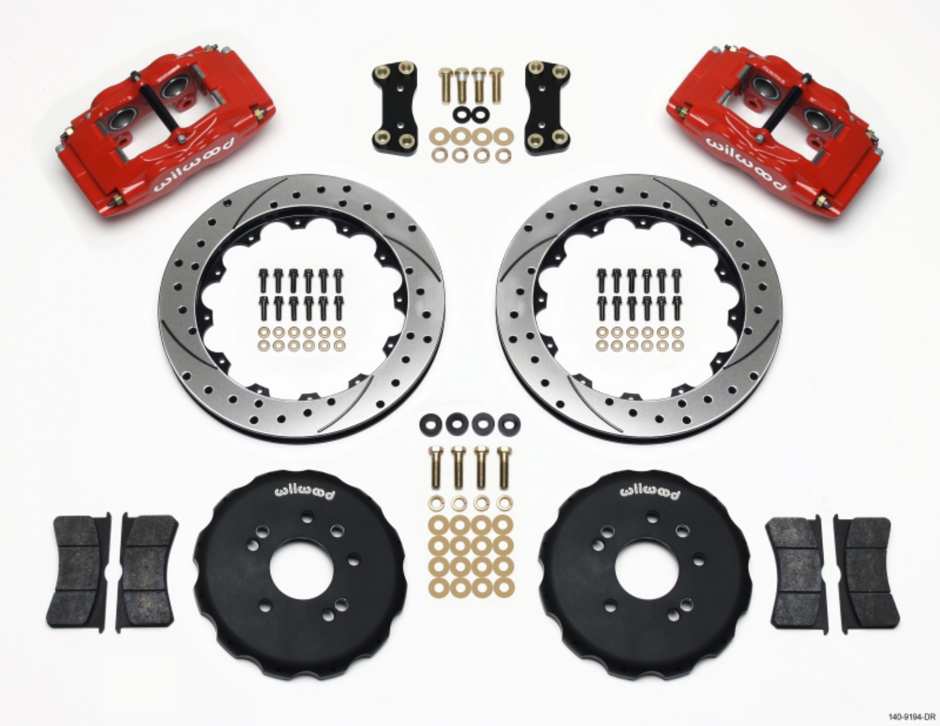 Picture of Wilwood FSLI4 Front Hat Kit 13-00in Drilled Red Nissan 240SX