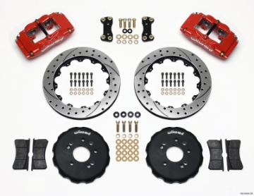 Picture of Wilwood FSLI4 Front Hat Kit 13-00in Drilled Red Nissan 240SX