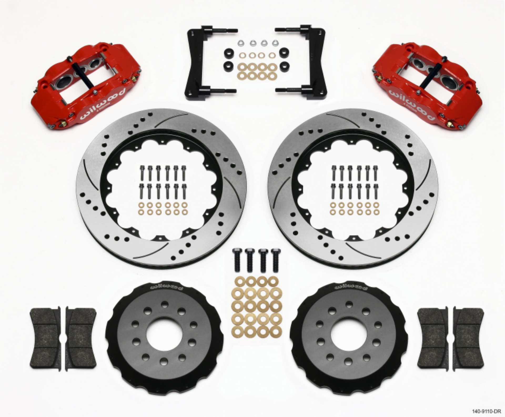 Picture of Wilwood Narrow Superlite 6R Front Hat Kit 14-00in Drill Red 2005-2014 Mustang
