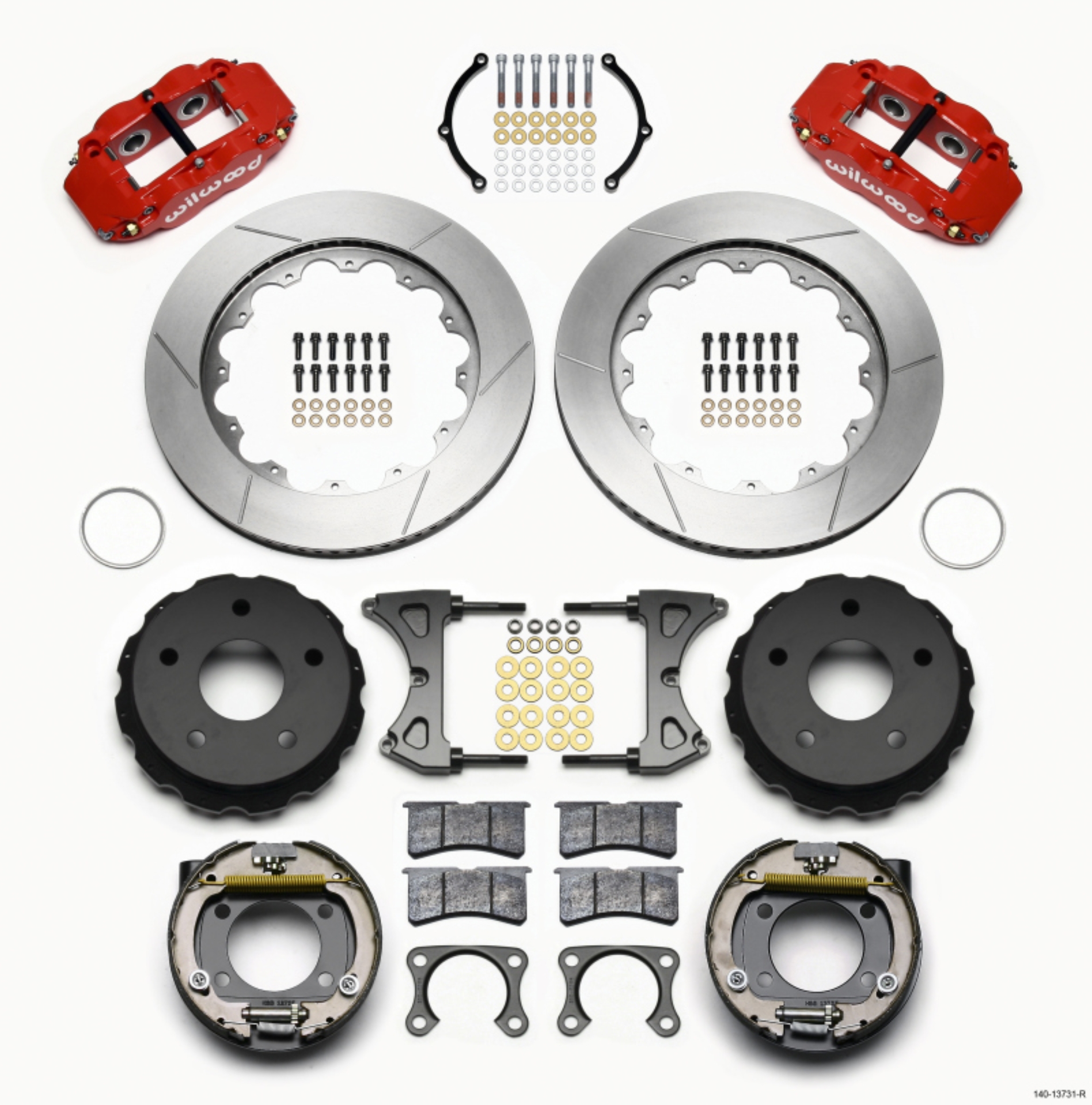 Picture of Wilwood Narrow Superlite 4R Rear P-Brk Kit 14-00in Red Big Ford 2-00in Off Bronco 5 x 5-50