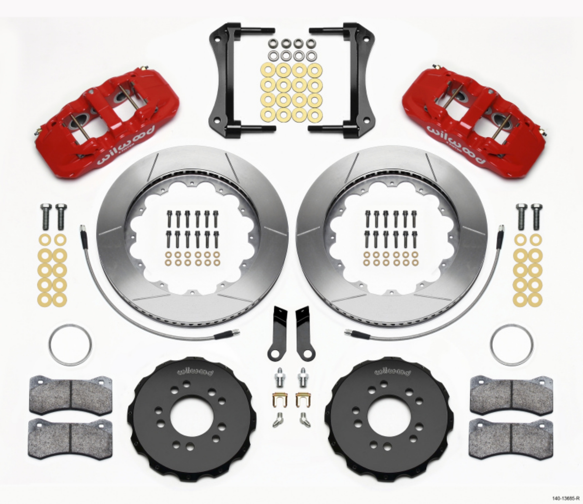Picture of Wilwood AERO6 Front Hat Kit 14-00 Red 2005-2014 Mustang w- BMR Suspn- w-Lines