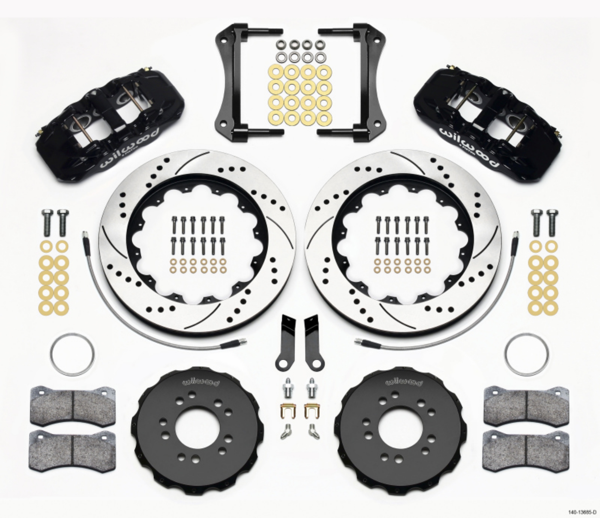 Picture of Wilwood AERO6 Front Hat Kit 14-00 Drilled 2005-2014 Mustang w- BMR Suspn- w-Lines