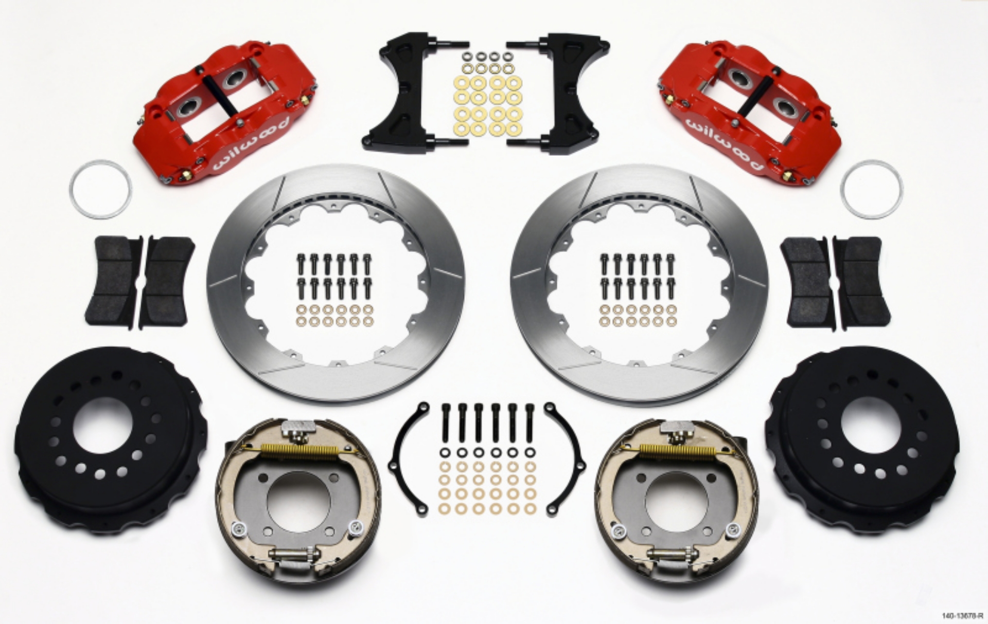 Picture of Wilwood Narrow Superlite 4R Rear P-Brk Kit 12-88in Red Chevy 12 Bolt w- C-Clips