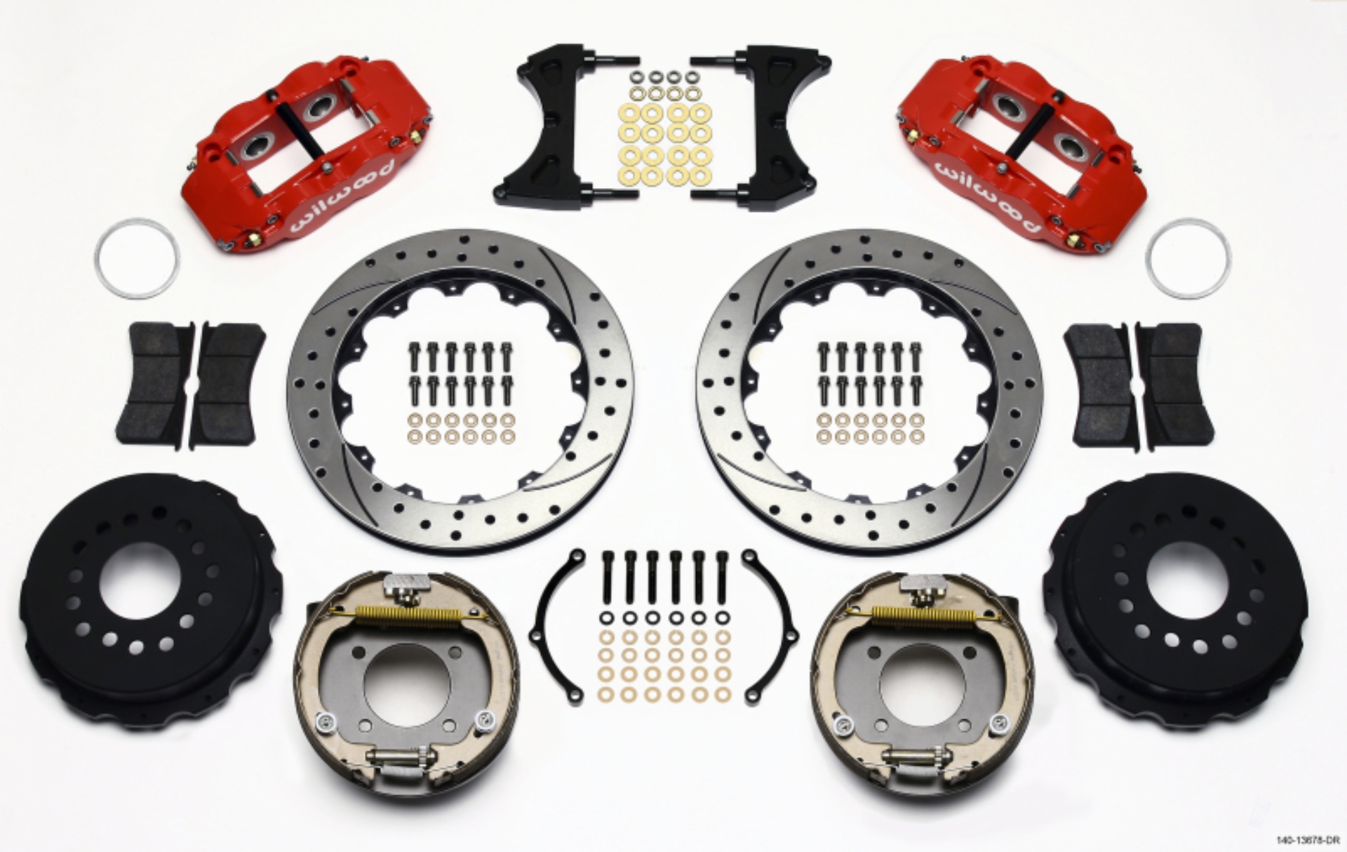 Picture of Wilwood Narrow Superlite 4R Rear P-Brk Kit 12-88in Drill Red Chevy 12 Bolt w- C-Clips