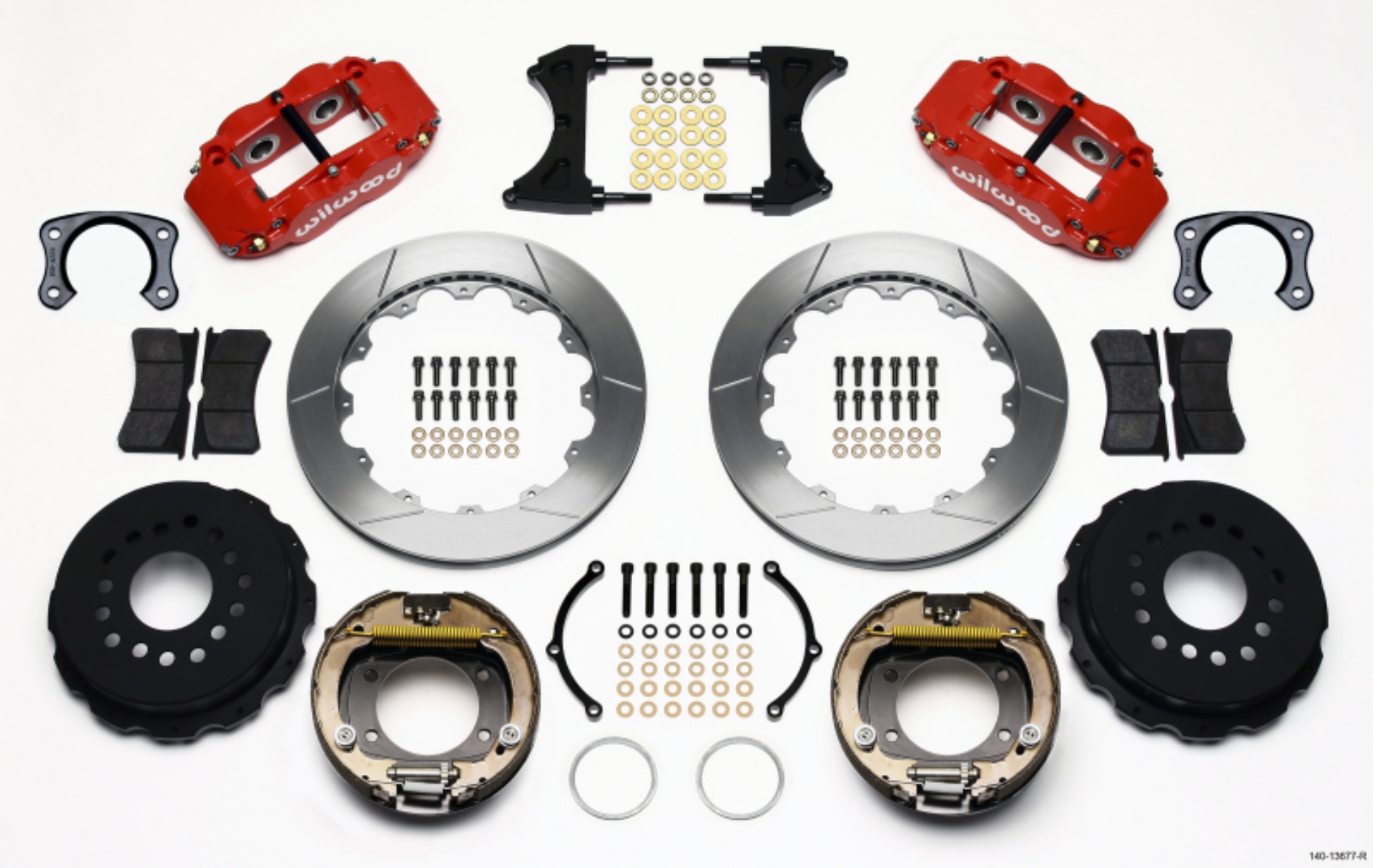 Picture of Wilwood Narrow Superlite 4R Rear P-Brk Kit 12-88in Red Big Ford New Style 2-50in Off Stag Mount