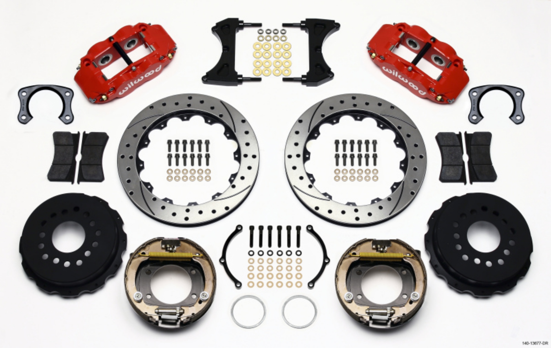 Picture of Wilwood Narrow Superlite 4R Rear P-Brk Kit 12-88in Drill Red Big Ford New Style