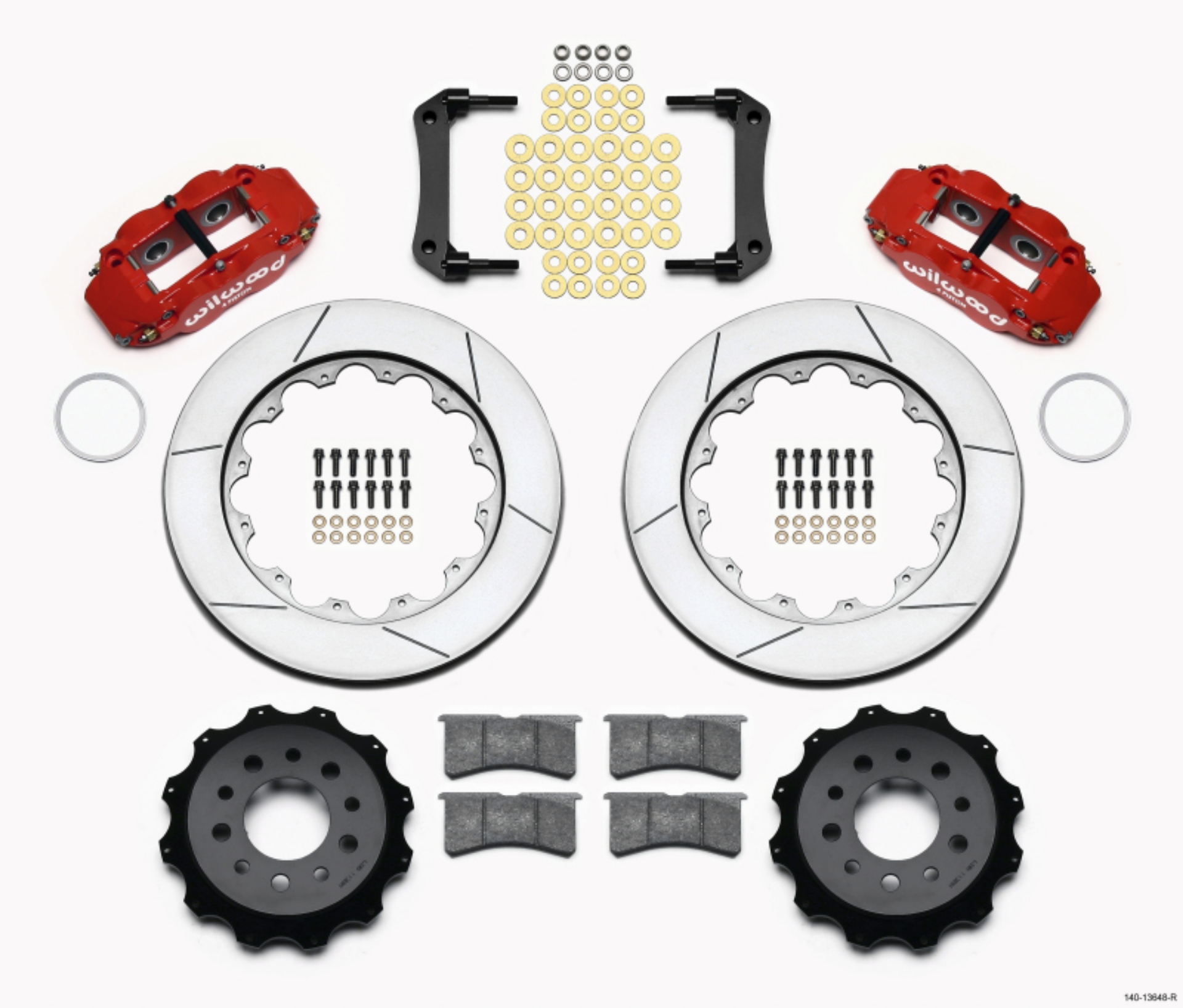 Picture of Wilwood Narrow Superlite 4R Rear Kit 14-00in Red Morrison Multilink IRS 2010-15 Camaro Based