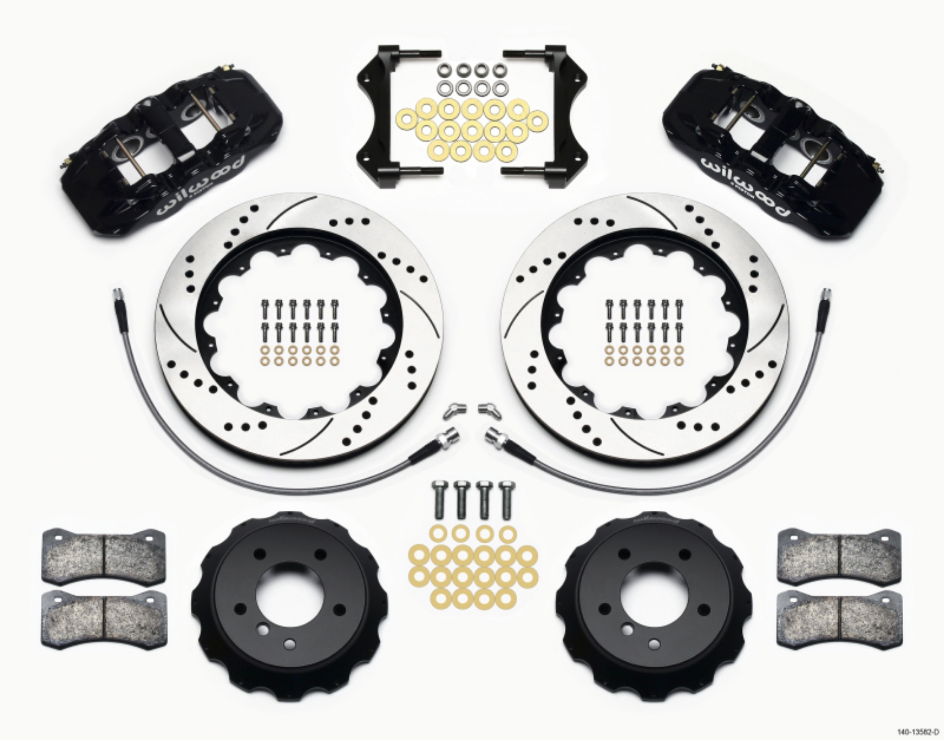 Picture of Wilwood AERO6 Front Hat Kit 14-00 Drilled 2007-2011 BMW E90 Series w-Lines