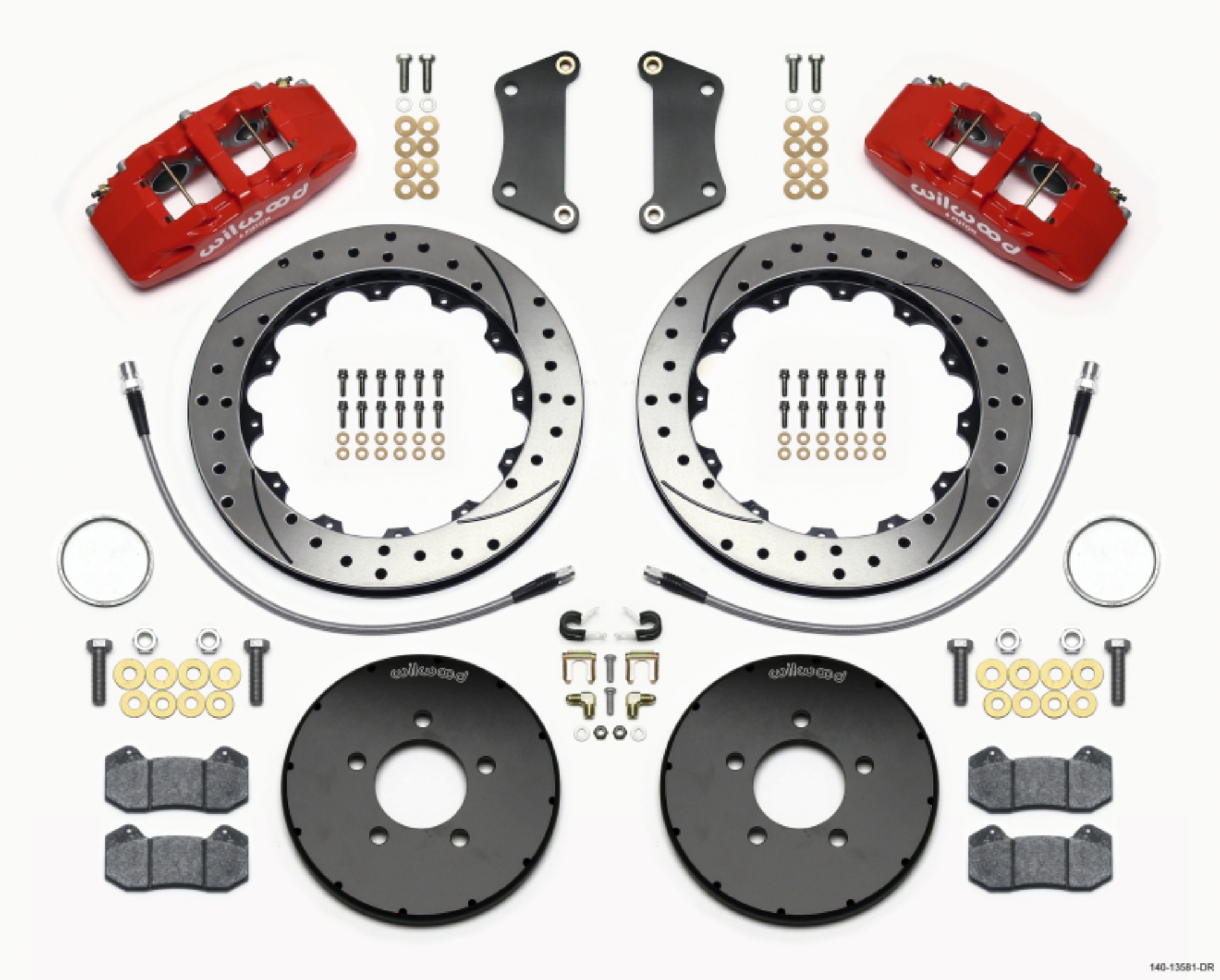Picture of Wilwood Dynapro 6 Front Hat Kit 12-88in Drilled Red 2005-Up Mazda 3 w- Lines