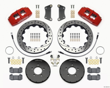 Picture of Wilwood Dynapro 6 Front Hat Kit 12-88in Drilled Red 2005-Up Mazda 3 w- Lines