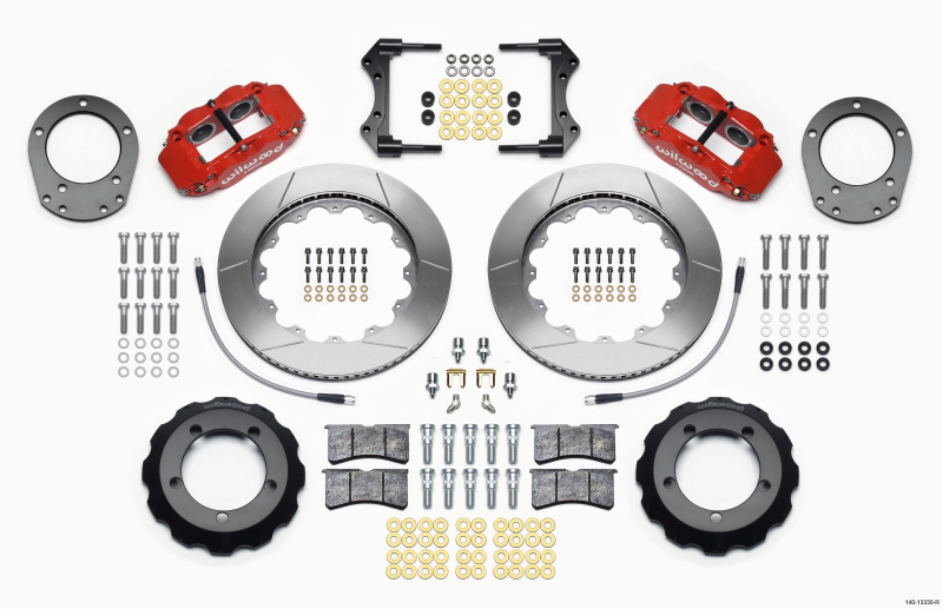 Picture of Wilwood Narrow Superlite 4R Front Hat Kit 14-00in Red 76-77 Ford Bronco Dana 44 w-Lines