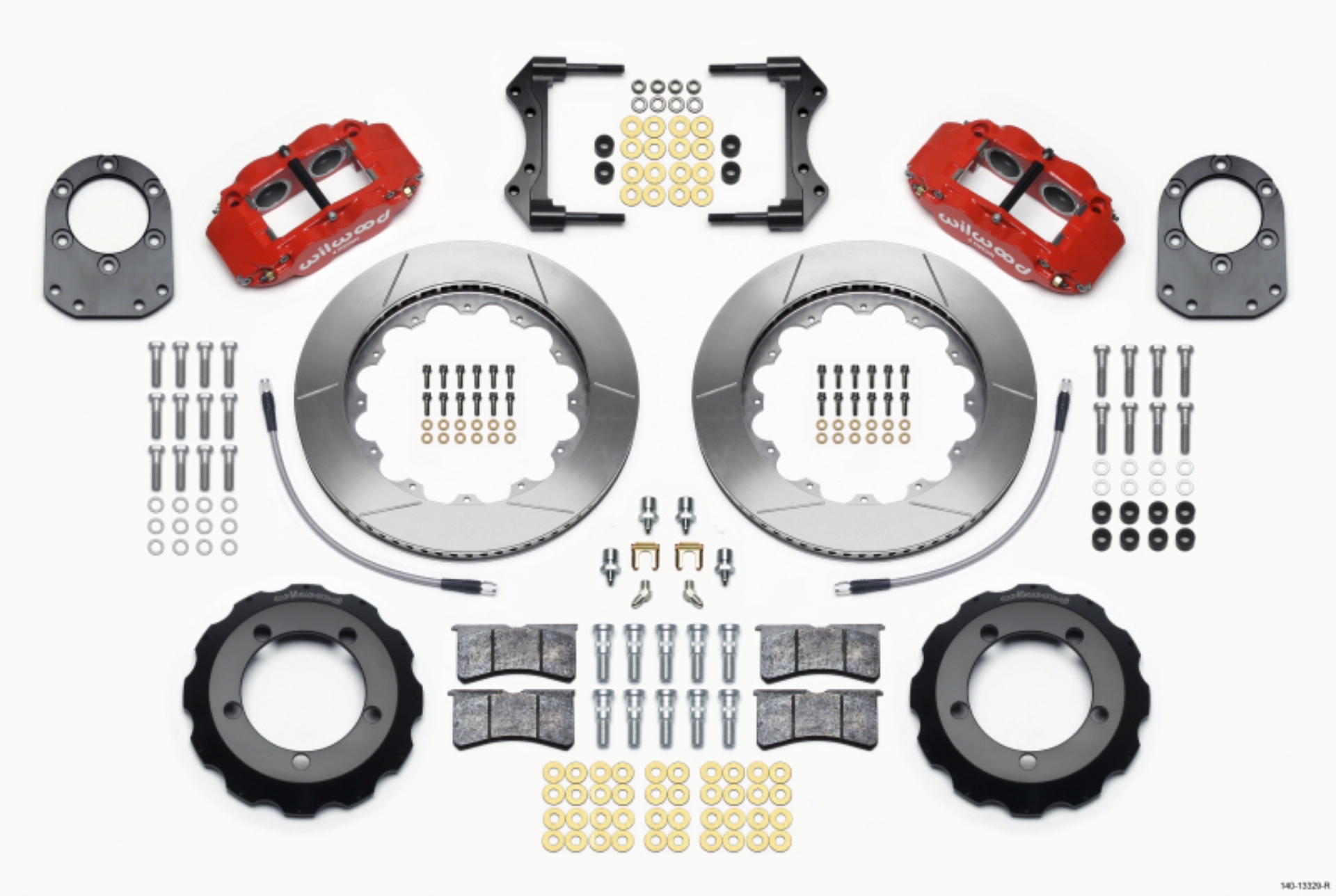 Picture of Wilwood Narrow Superlite 4R Front Hat Kit 14-00in Red 66-75 Ford Bronco Dana 30-44 w-Lines