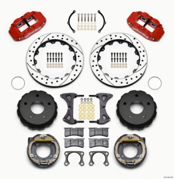 Picture of Wilwood Narrow Superlite 4R Rear P-Brk Kit 12-88in Drilled Red Big Ford 2-36in Off Bronco 5 x 5-50
