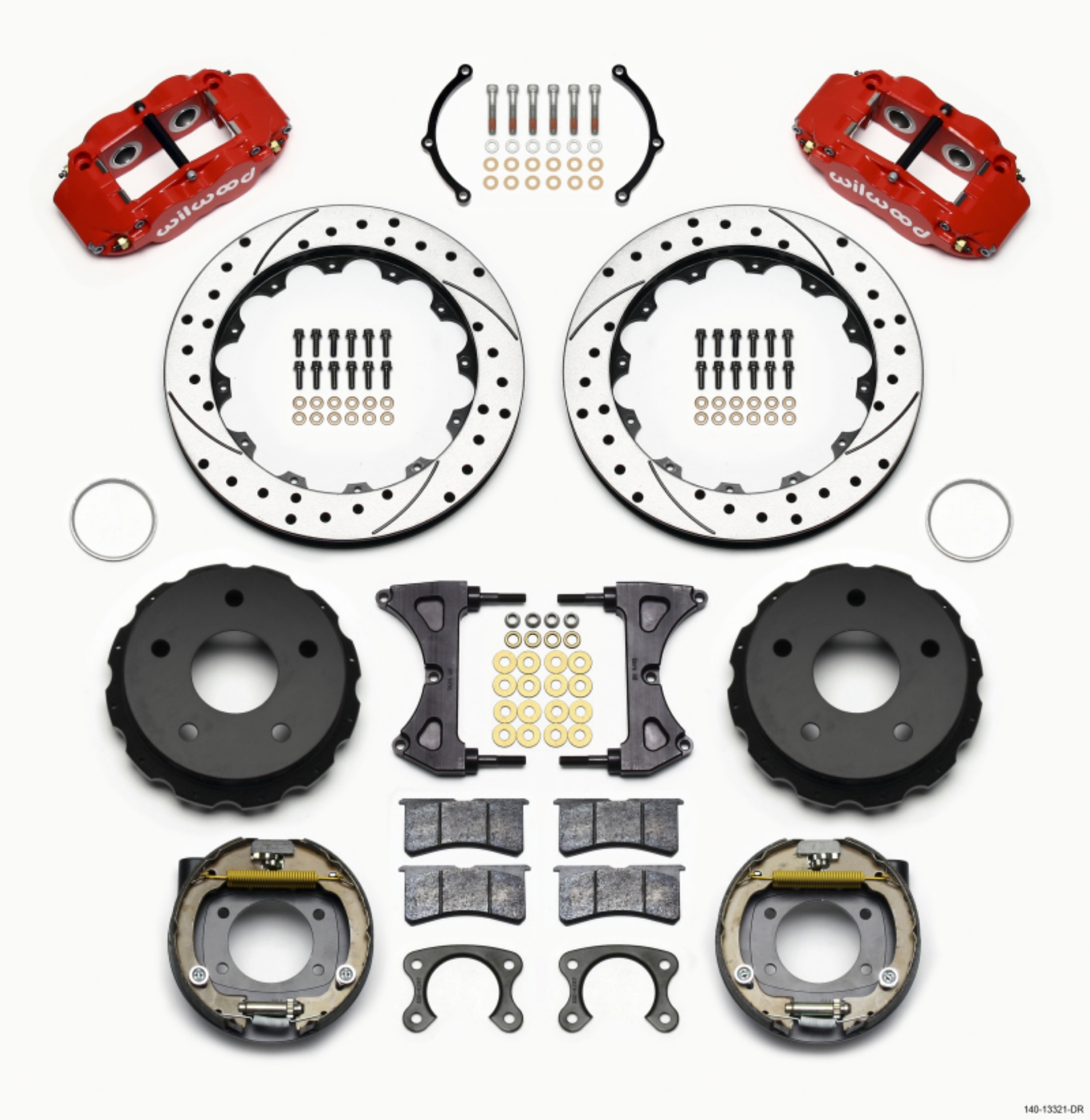 Picture of Wilwood Narrow Superlite 4R Rear P-Brk Kit 12-88in Drilled Red Small Ford 2-36in Off Bronco 5 x 5-50