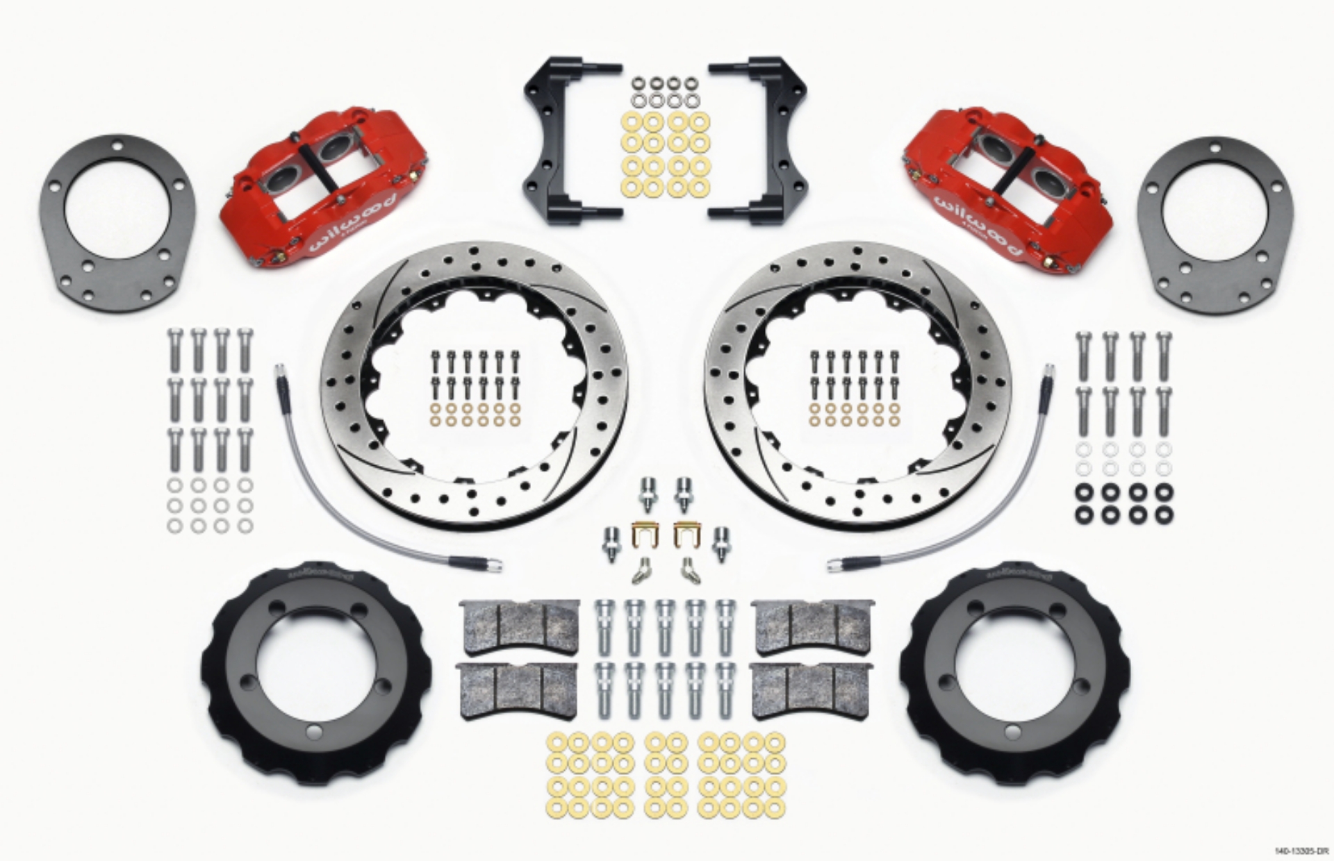 Picture of Wilwood Narrow Superlite 4R Front Hat Kit 12-88in Drill Red 76-77 Ford Bronco Dana 44 w-Lines