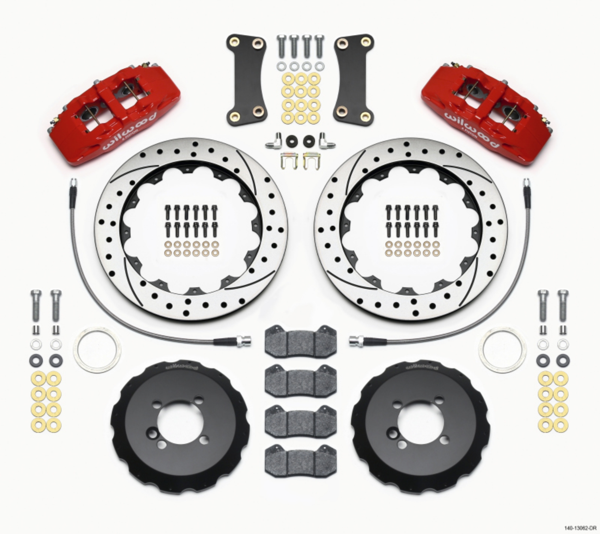 Picture of Wilwood Dynapro 6 Front Hat Kit 12-88in Drilled Red 2002-Up Mini Cooper w- Lines