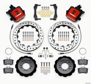 Picture of Wilwood Combination Parking Brake Rear Kit 12-88in Drilled Red 2013-Up Ford Focus ST w- Lines