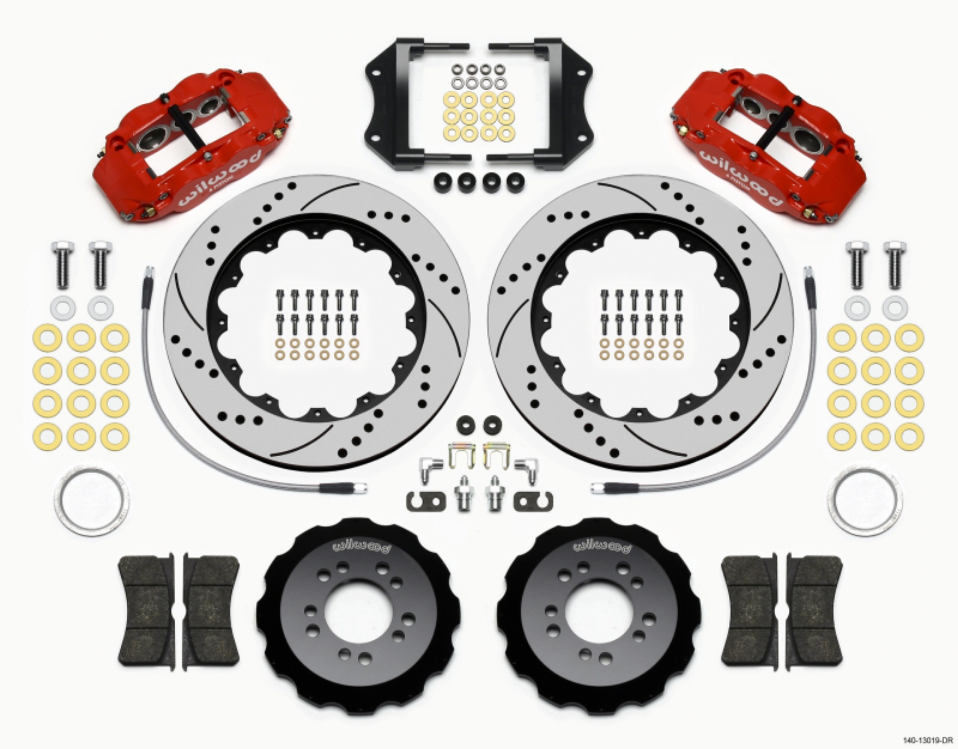 Picture of Wilwood Narrow Superlite 6R Front Hat Kit 14-00in Drill Red 2013-Up Ford Focus ST w- Lines
