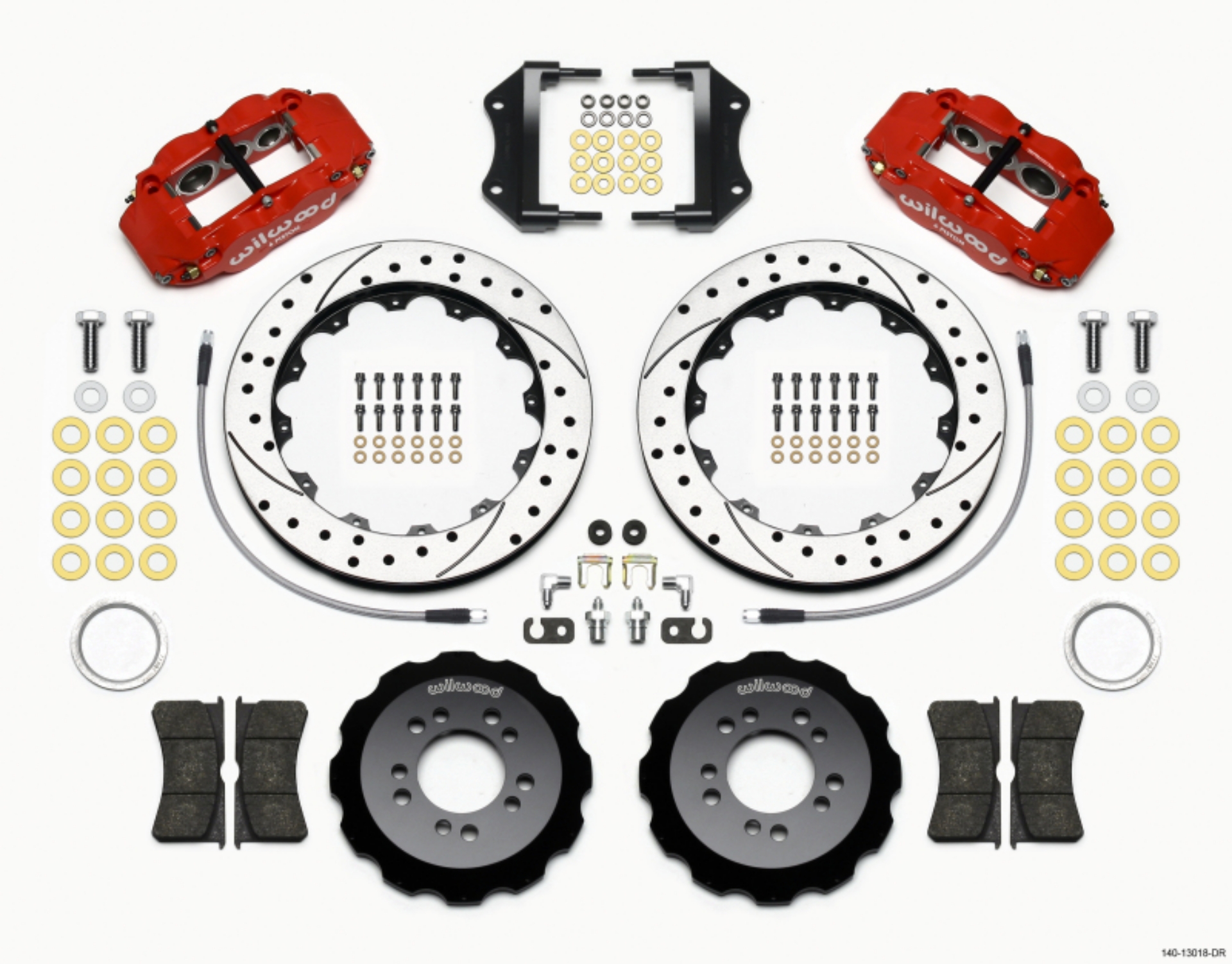 Picture of Wilwood Narrow Superlite 6R Front Hat Kit 12-88in Drill Red 2013-Up Ford Focus ST w- Lines