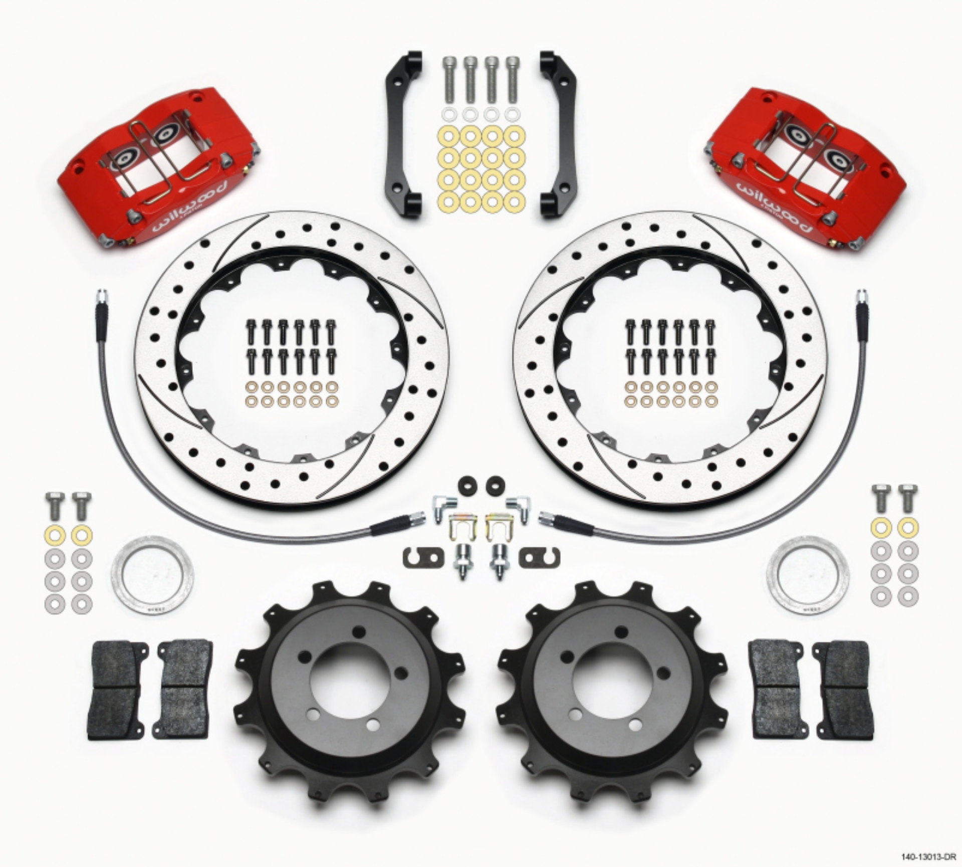 Picture of Wilwood Dynapro Radial Rear Kit 12-88in Drilled Red 2006-2007 Subaru WRX w-Lines