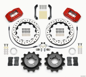 Picture of Wilwood Dynapro Radial Rear Kit 12-88in Drilled Red 2006-2007 Subaru WRX w-Lines