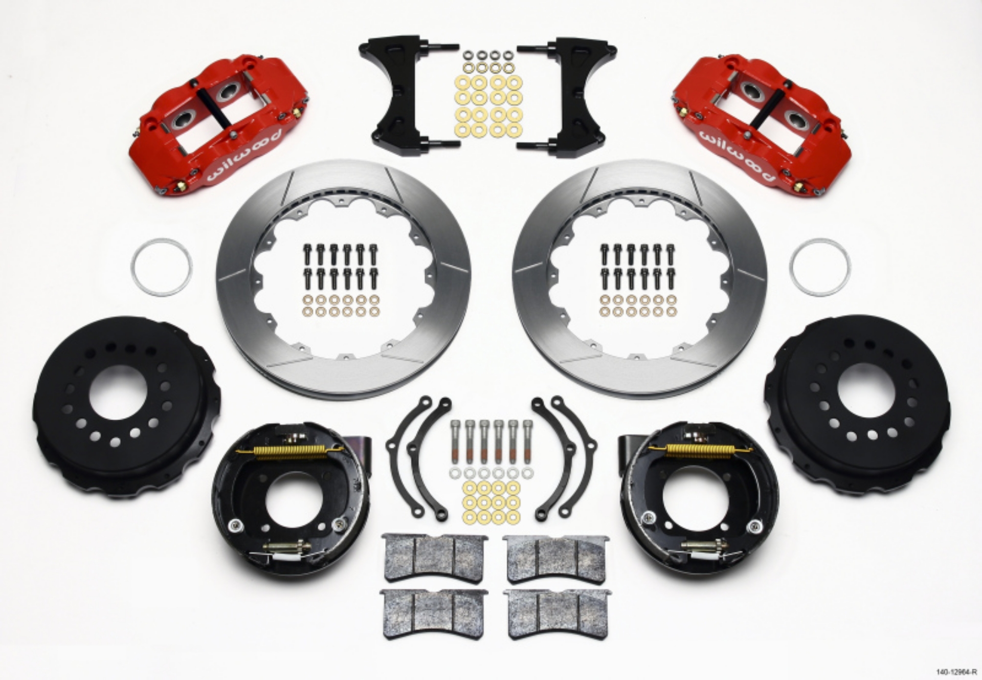 Picture of Wilwood Narrow Superlite 4R Rear P-Brk Kit 12-88in Red Chevy 12 Bolt w- C-Clips