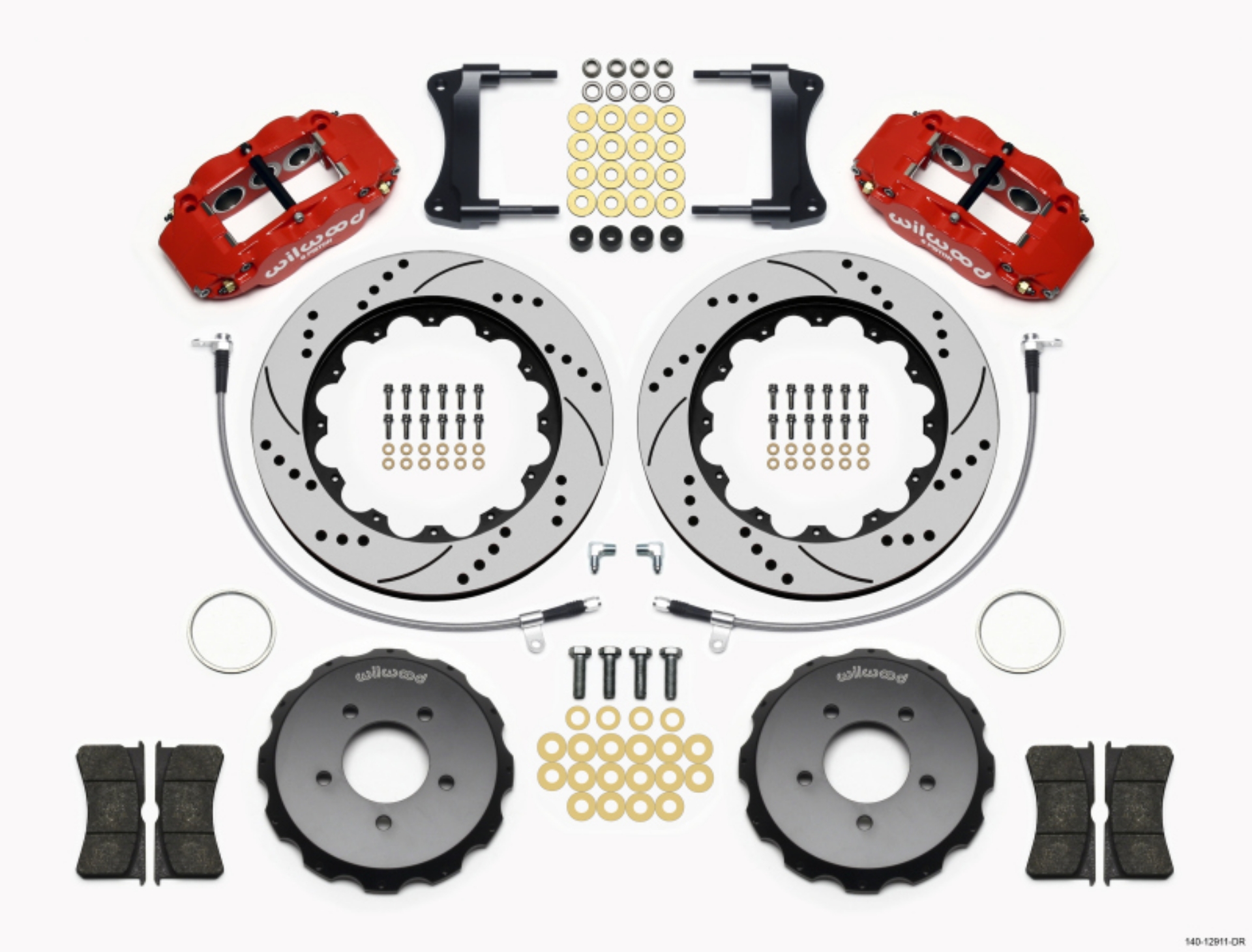Picture of Wilwood Narrow Superlite 6R Front Hat Kit 14-00in Drill Red 2005-Up Mazda Miata w- Lines