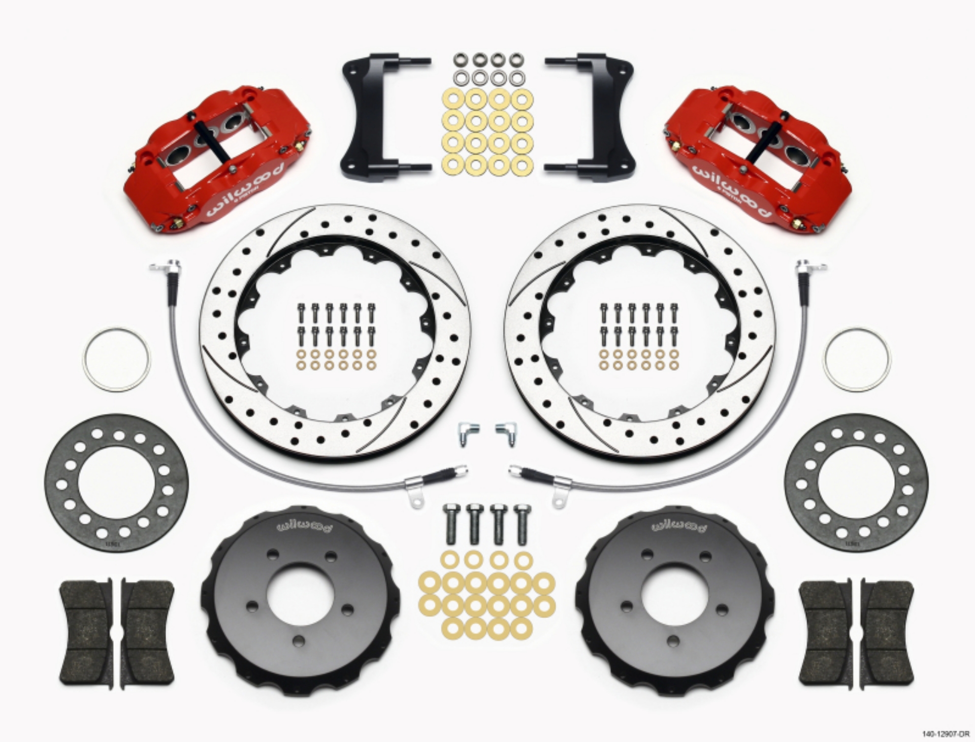 Picture of Wilwood Narrow Superlite 6R Front Hat Kit 12-88in Drill Red 2005-Up Mazda Miata w- Lines