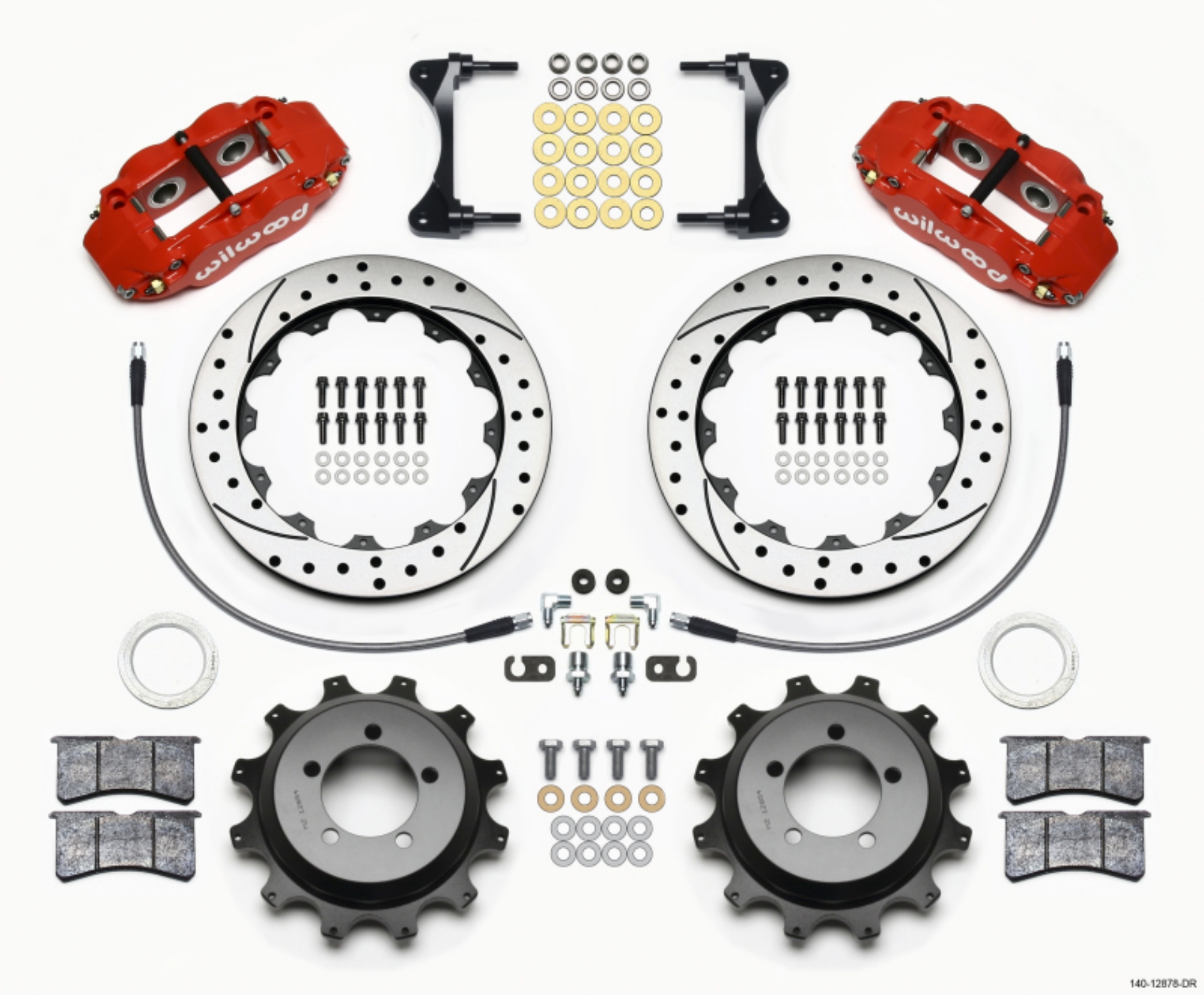 Picture of Wilwood Narrow Superlite 4R Rear Kit 12-88in Drilled Red 99-05 WRX - 99-07 Impreza
