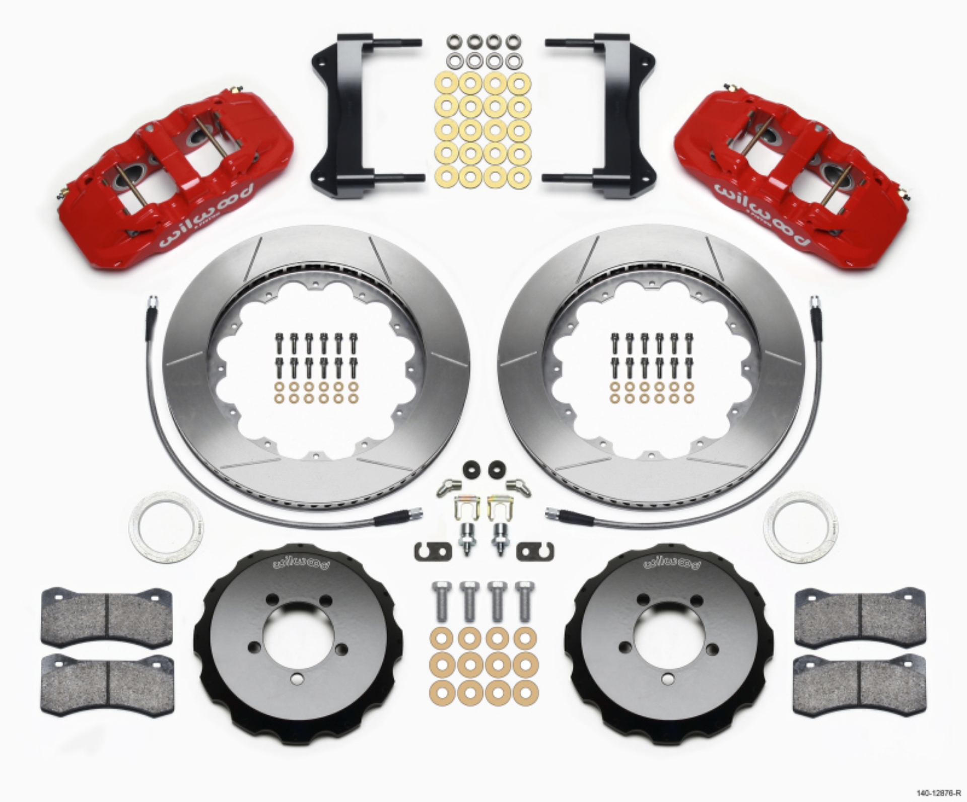 Picture of Wilwood AERO6 Front Hat Kit 14-00 Red 1999-2012 Subaru WRX w-Lines