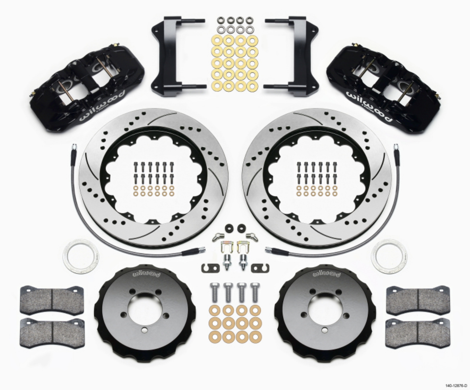Picture of Wilwood AERO6 Front Hat Kit 14-00 Drilled 1999-2012 Subaru WRX w-Lines