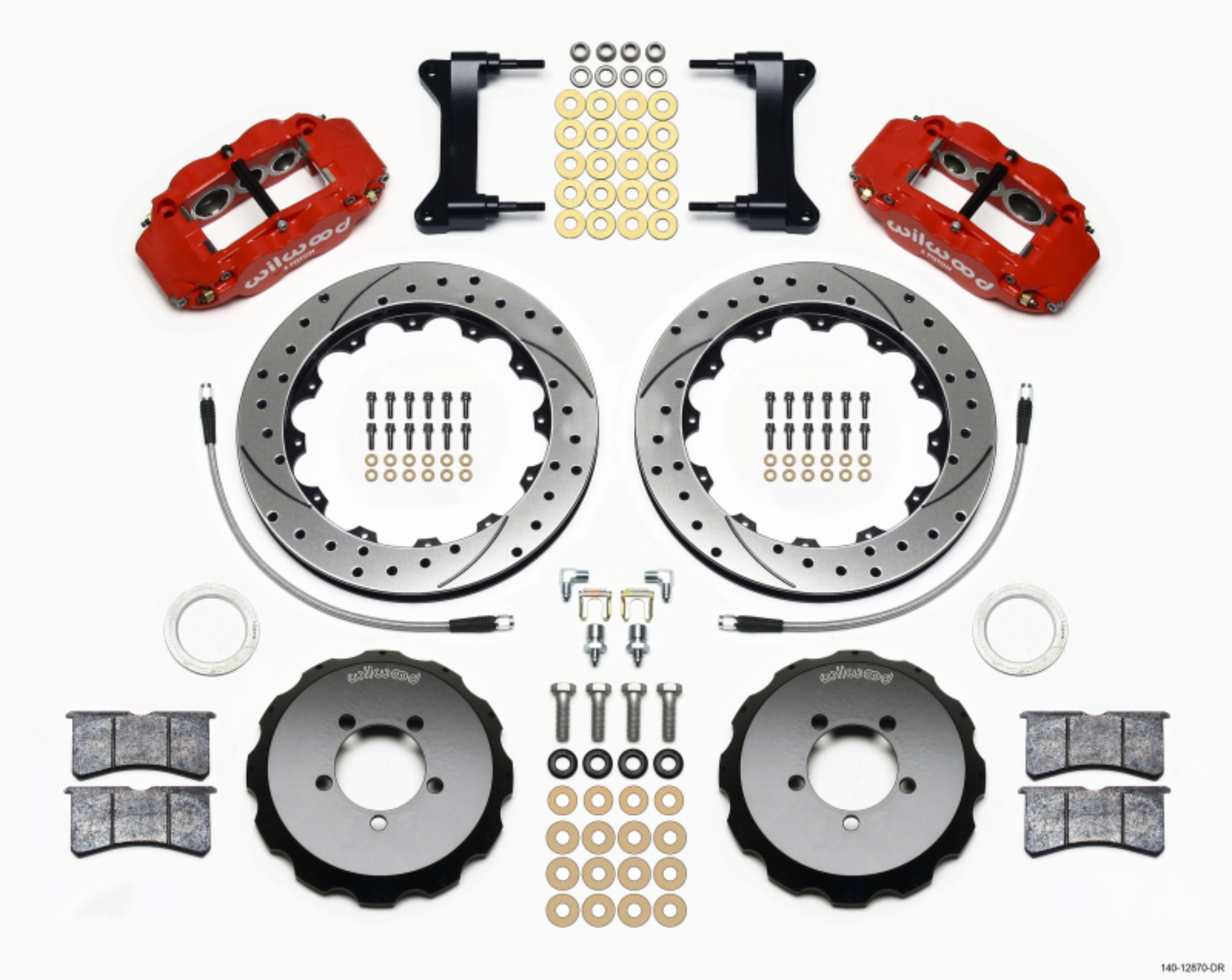 Picture of Wilwood Narrow Superlite 6R Front Hat Kit 12-88in Drill Red 2012-Up Toyota - Scion FRS w- Lines