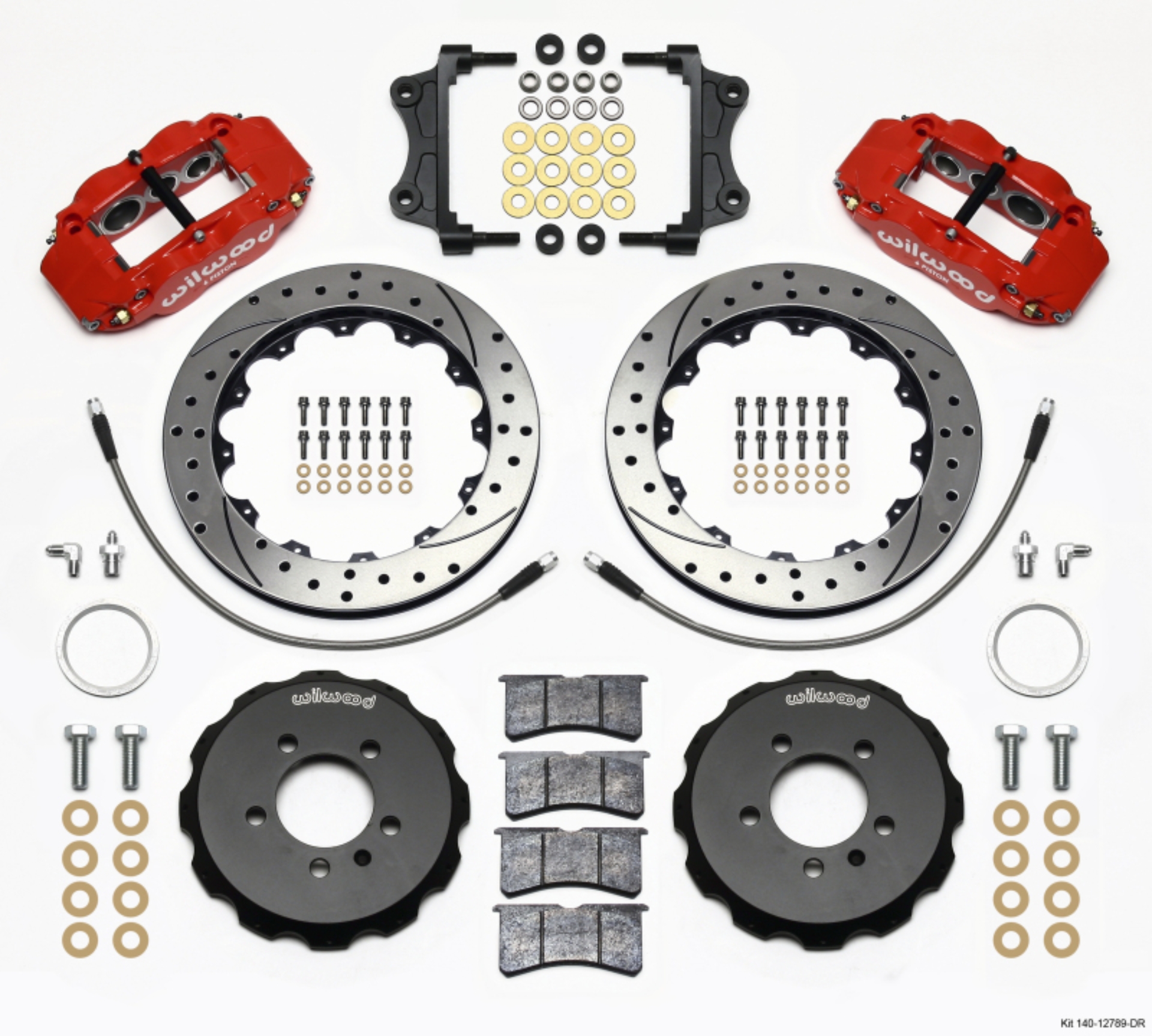 Picture of Wilwood Narrow Superlite 6R Front Hat Kit 12-88in Drill Red 06-12 Volkswagen GTI w- Lines