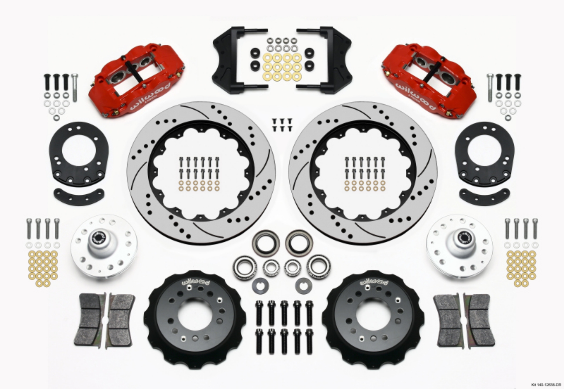 Picture of Wilwood Narrow Superlite 6R Front Hub Kit 14-00in Drill Red 1965-1969 Mustang Drum Spindle